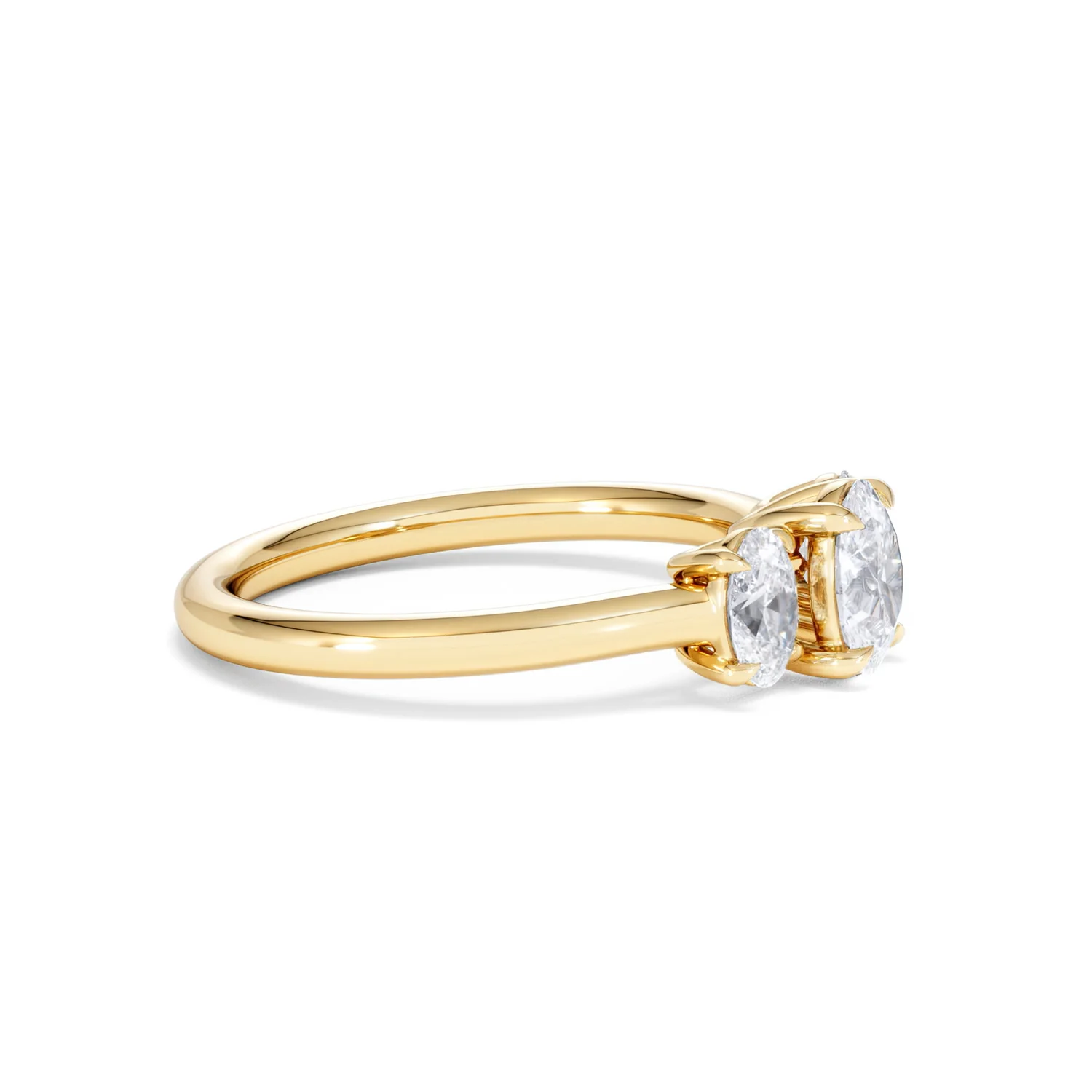 Ever 1.00ct Oval Cut Lab Diamond 3 Stone Engagement Ring in 18K Yellow Gold - Image 24