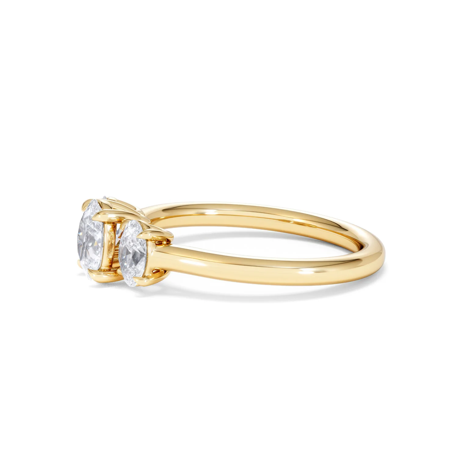 Ever 1.00ct Oval Cut Lab Diamond 3 Stone Engagement Ring in 18K Yellow Gold - Image 73