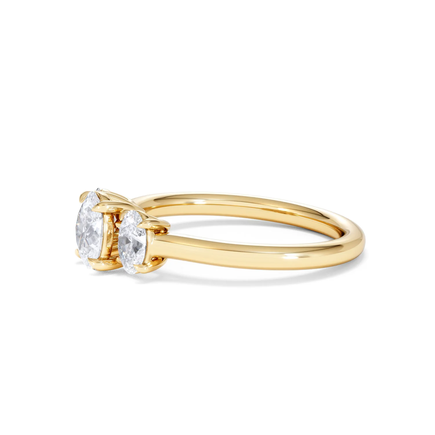 Ever 1.00ct Oval Cut Lab Diamond 3 Stone Engagement Ring in 18K Yellow Gold - Image 74