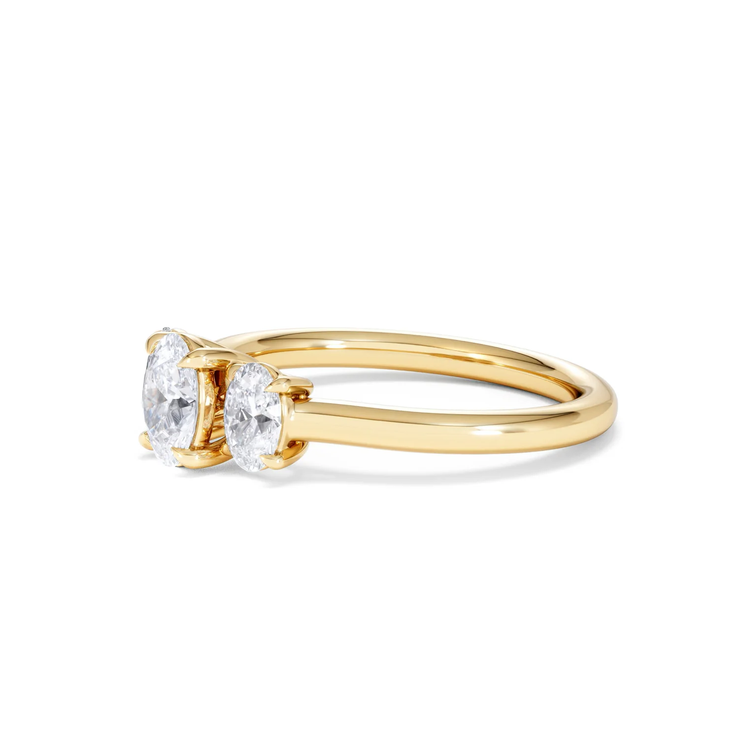 Ever 1.00ct Oval Cut Lab Diamond 3 Stone Engagement Ring in 18K Yellow Gold - Image 76
