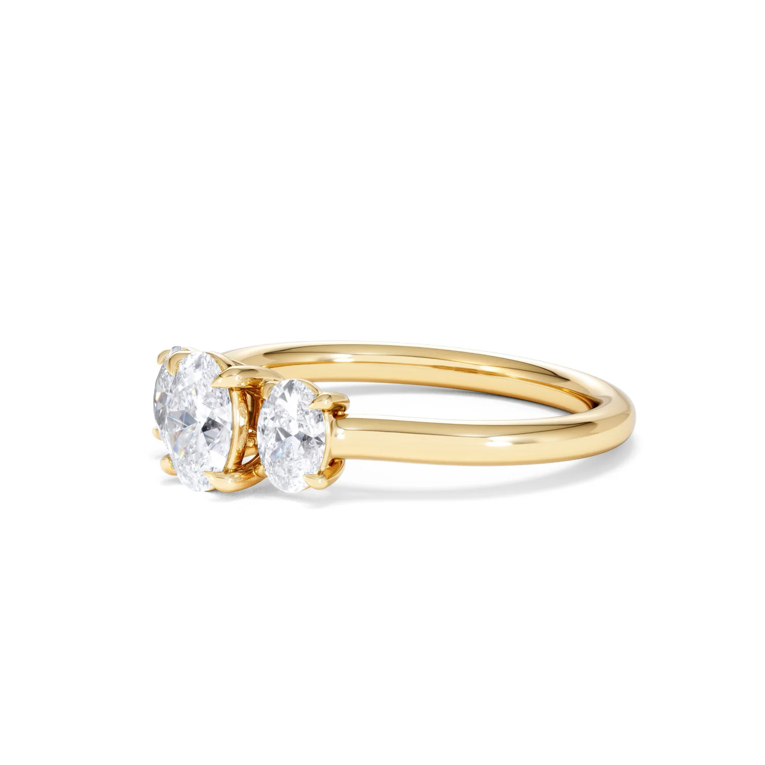 Ever 1.00ct Oval Cut Lab Diamond 3 Stone Engagement Ring in 18K Yellow Gold - Image 78