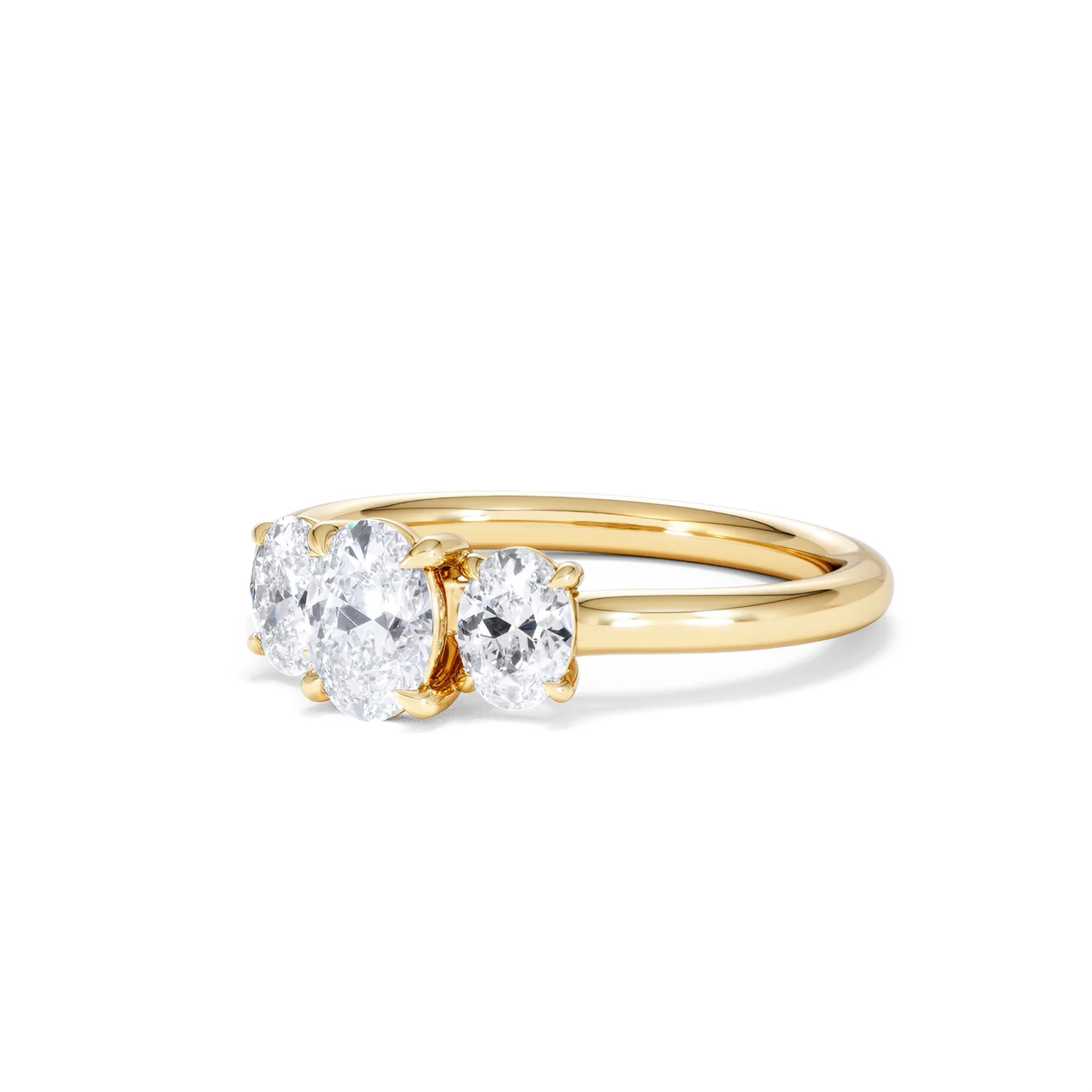 Ever 1.00ct Oval Cut Lab Diamond 3 Stone Engagement Ring in 18K Yellow Gold - Image 82