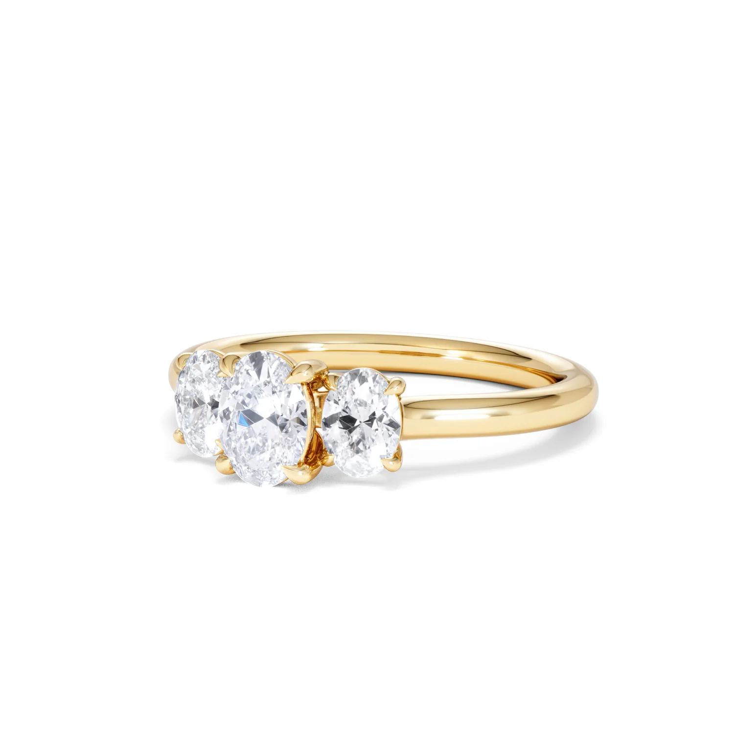 Ever 1.00ct Oval Cut Lab Diamond 3 Stone Engagement Ring in 18K Yellow Gold - Image 83