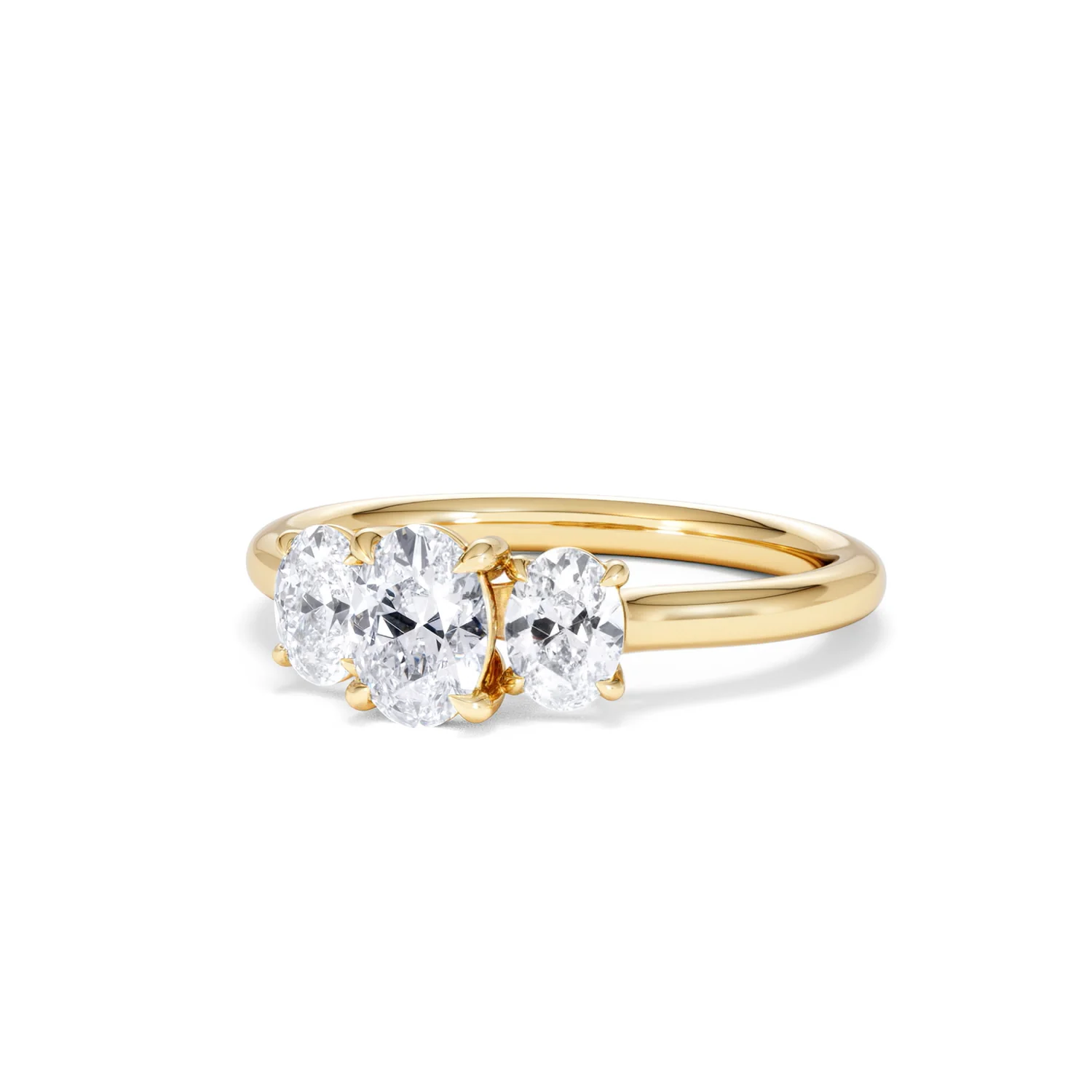 Ever 1.00ct Oval Cut Lab Diamond 3 Stone Engagement Ring in 18K Yellow Gold - Image 84