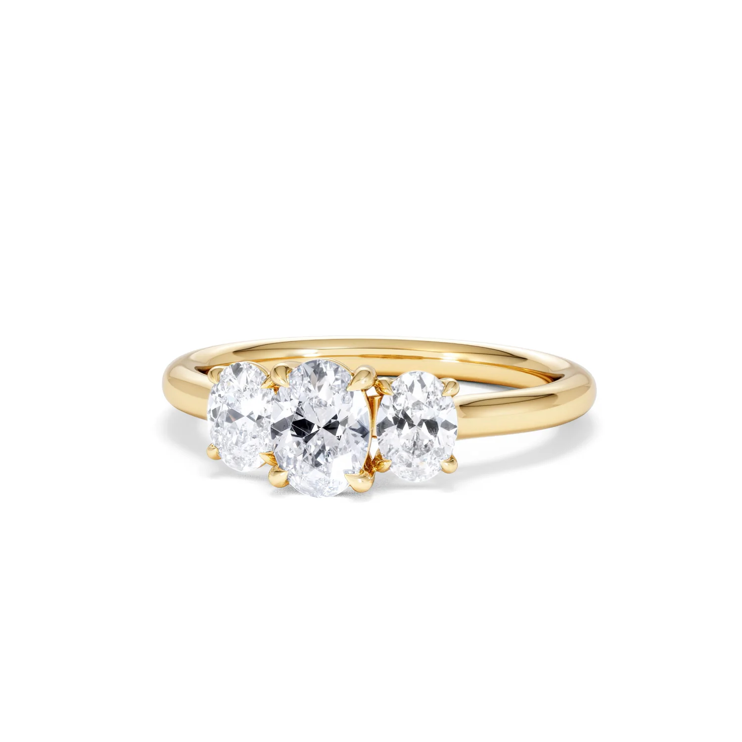Ever 1.00ct Oval Cut Lab Diamond 3 Stone Engagement Ring in 18K Yellow Gold - Image 86
