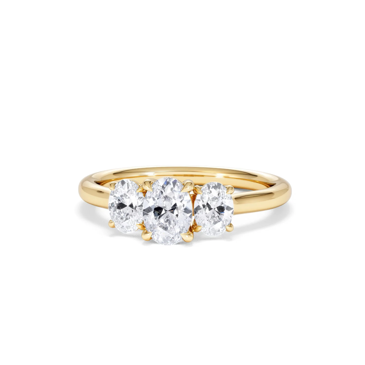 Ever 1.00ct Oval Cut Lab Diamond 3 Stone Engagement Ring in 18K Yellow Gold - Image 87