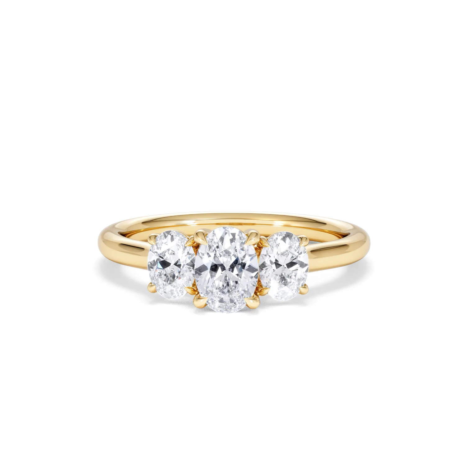 Ever 1.00ct Oval Cut Lab Diamond 3 Stone Engagement Ring in 18K Yellow Gold - Image 88