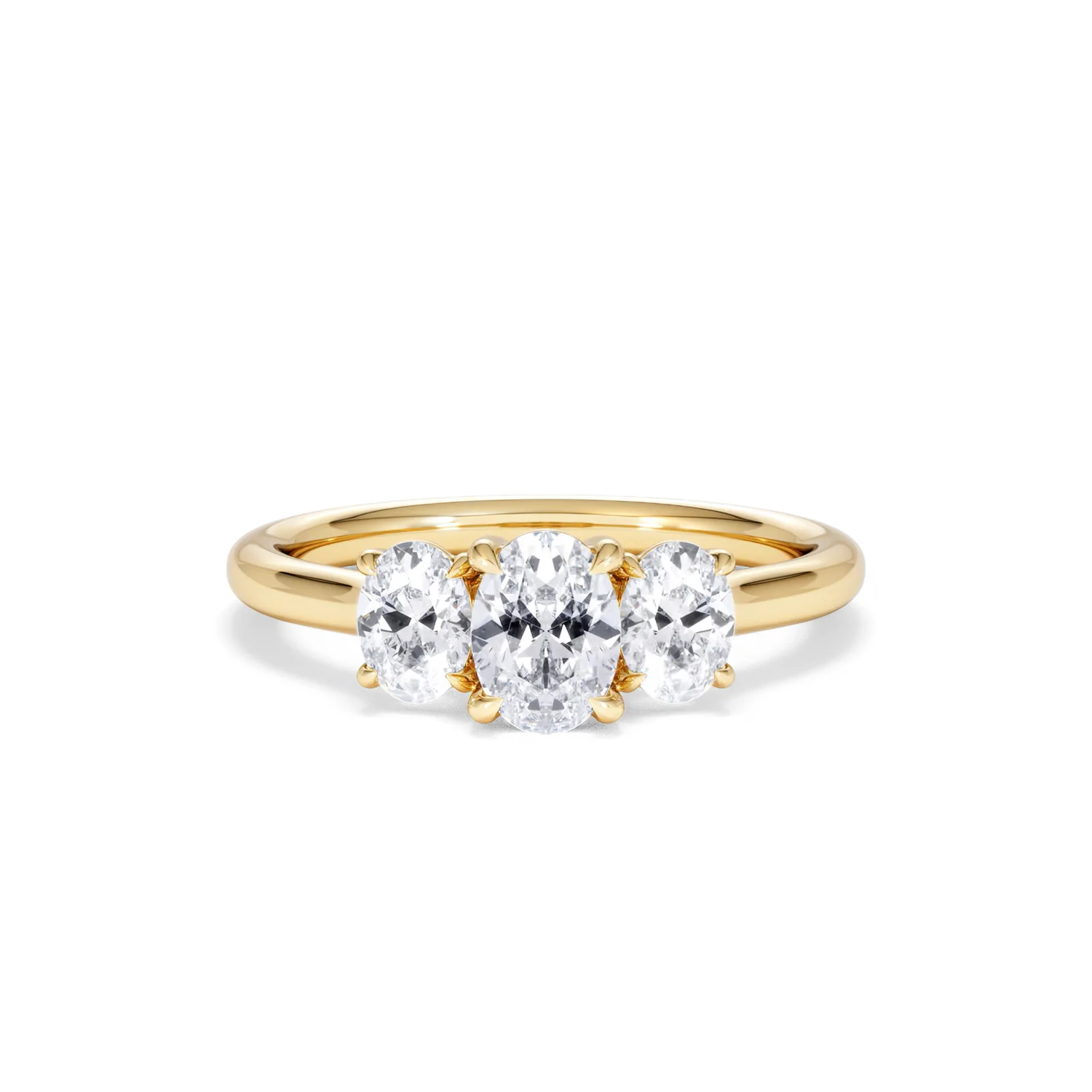 Ever 1.00ct Oval Cut Lab Diamond 3 Stone Engagement Ring in 18K Yellow Gold - Image 9