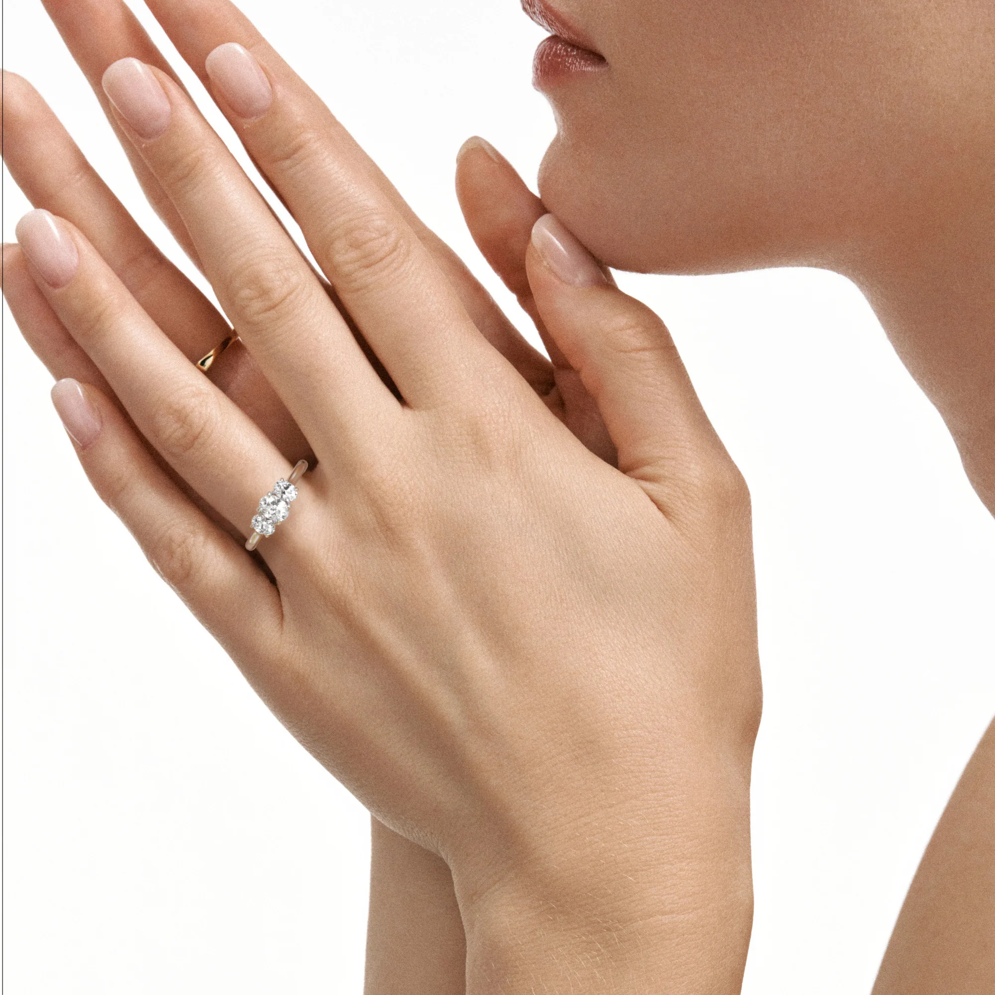 Ever 1.00ct Oval Cut Lab Diamond 3 Stone Engagement Ring in Platinum - Image 2