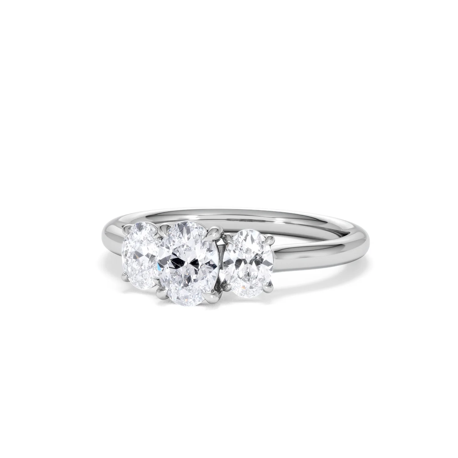 Ever 1.00ct Oval Cut Lab Diamond 3 Stone Engagement Ring in Platinum - Image 85
