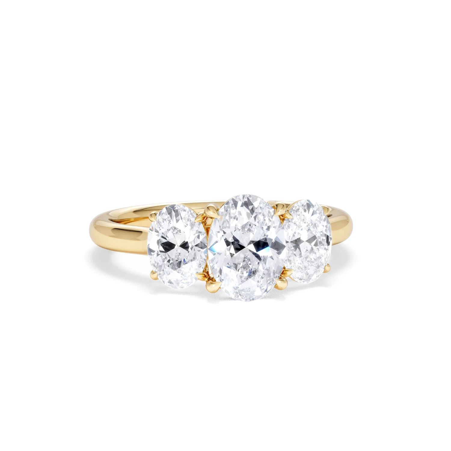 Ever 2.00ct Oval Cut Lab Diamond 3 Stone Engagement Ring in 18K Yellow Gold - Image 11