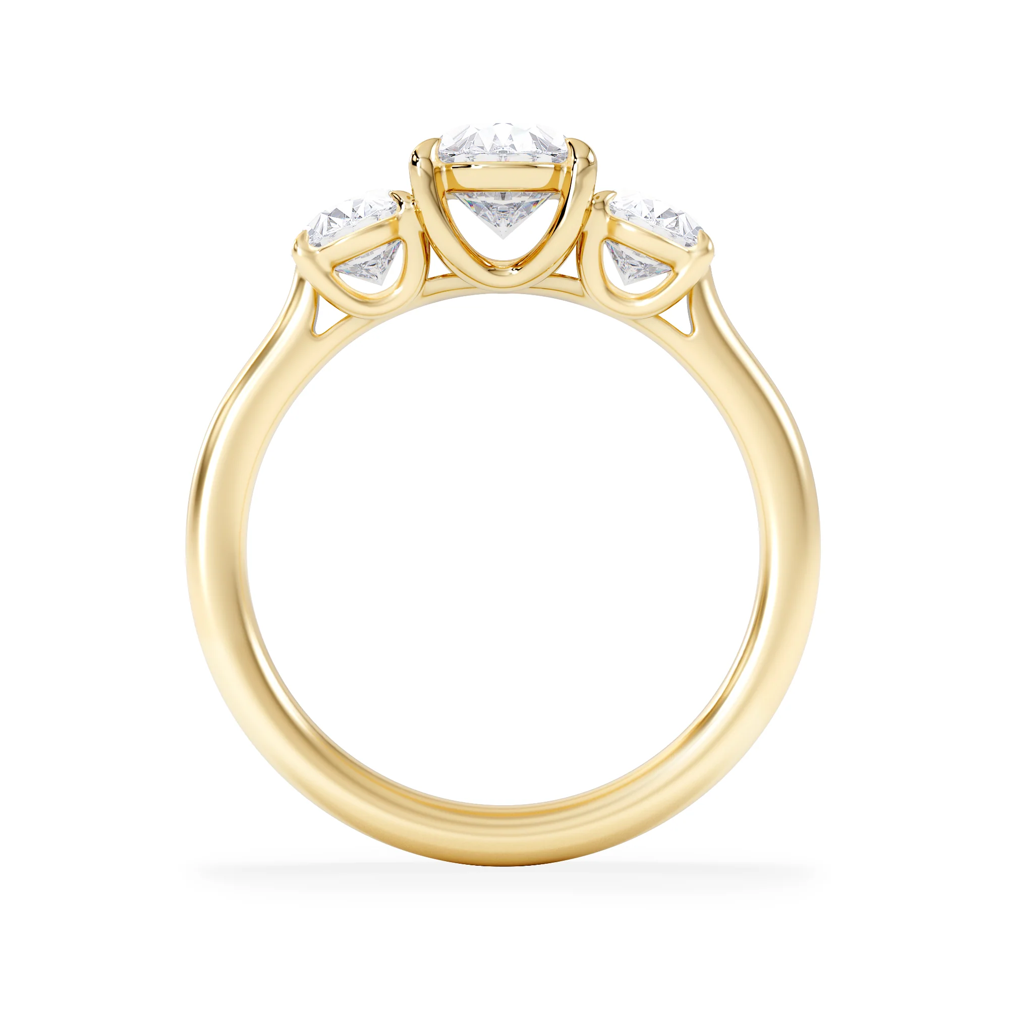 Ever 2.00ct Oval Cut Lab Diamond 3 Stone Engagement Ring in 18K Yellow Gold - Image 3