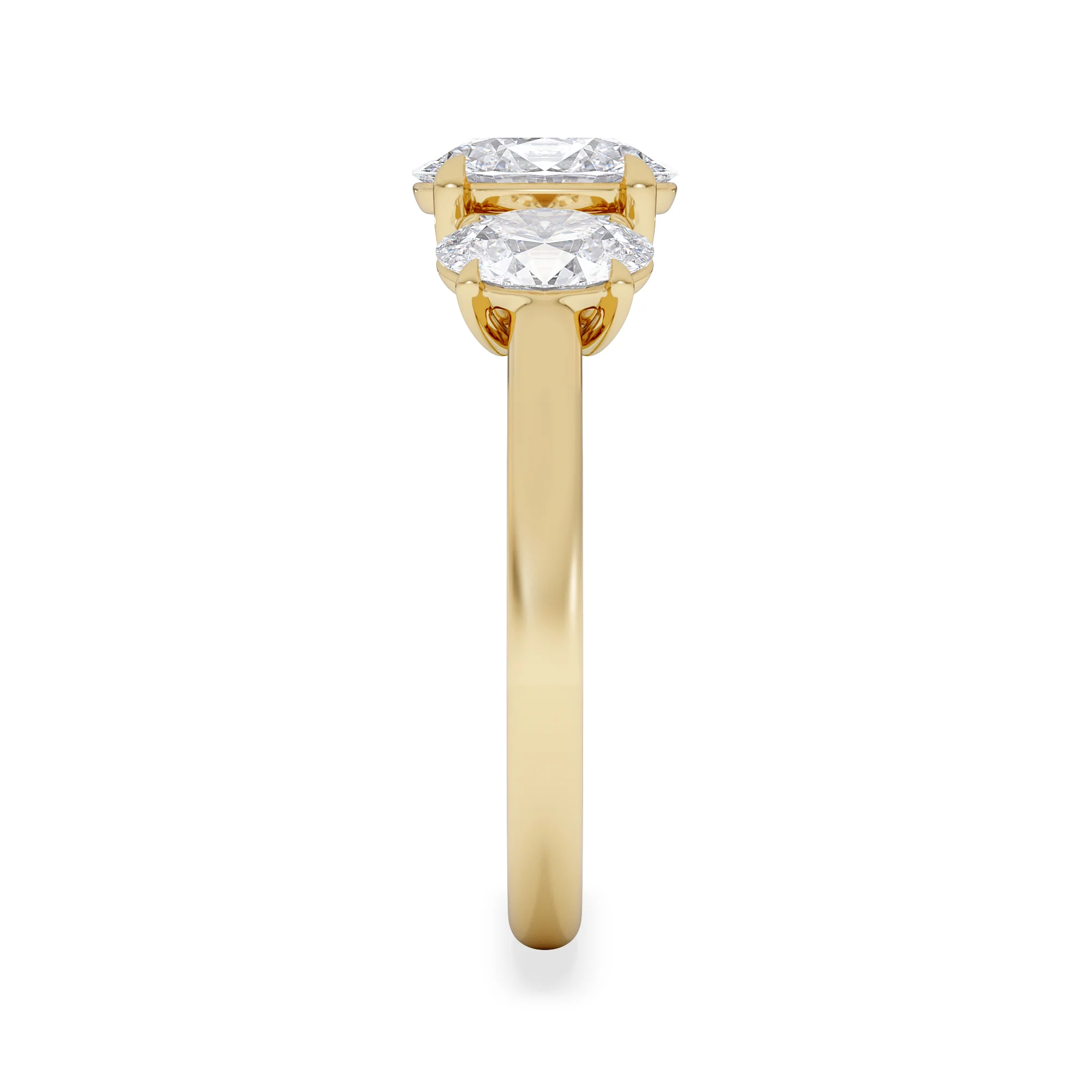 Ever 2.00ct Oval Cut Lab Diamond 3 Stone Engagement Ring in 18K Yellow Gold - Image 5