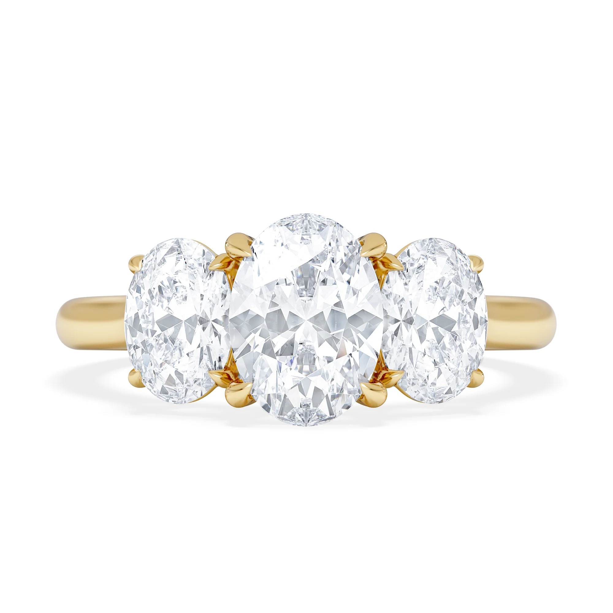 Ever 2.00ct Oval Cut Lab Diamond 3 Stone Engagement Ring in 18K Yellow Gold - Image 7