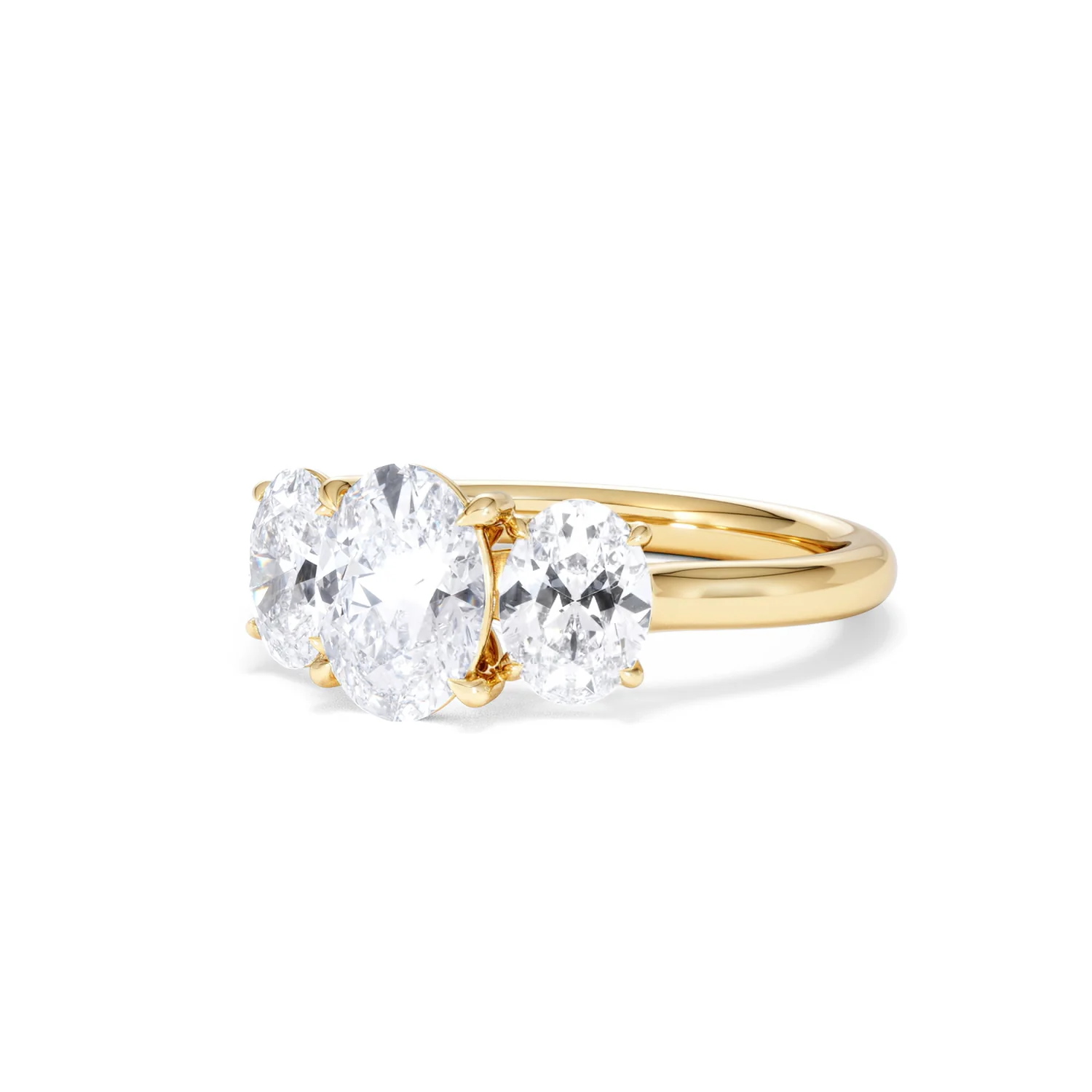 Ever 2.00ct Oval Cut Lab Diamond 3 Stone Engagement Ring in 18K Yellow Gold - Image 83