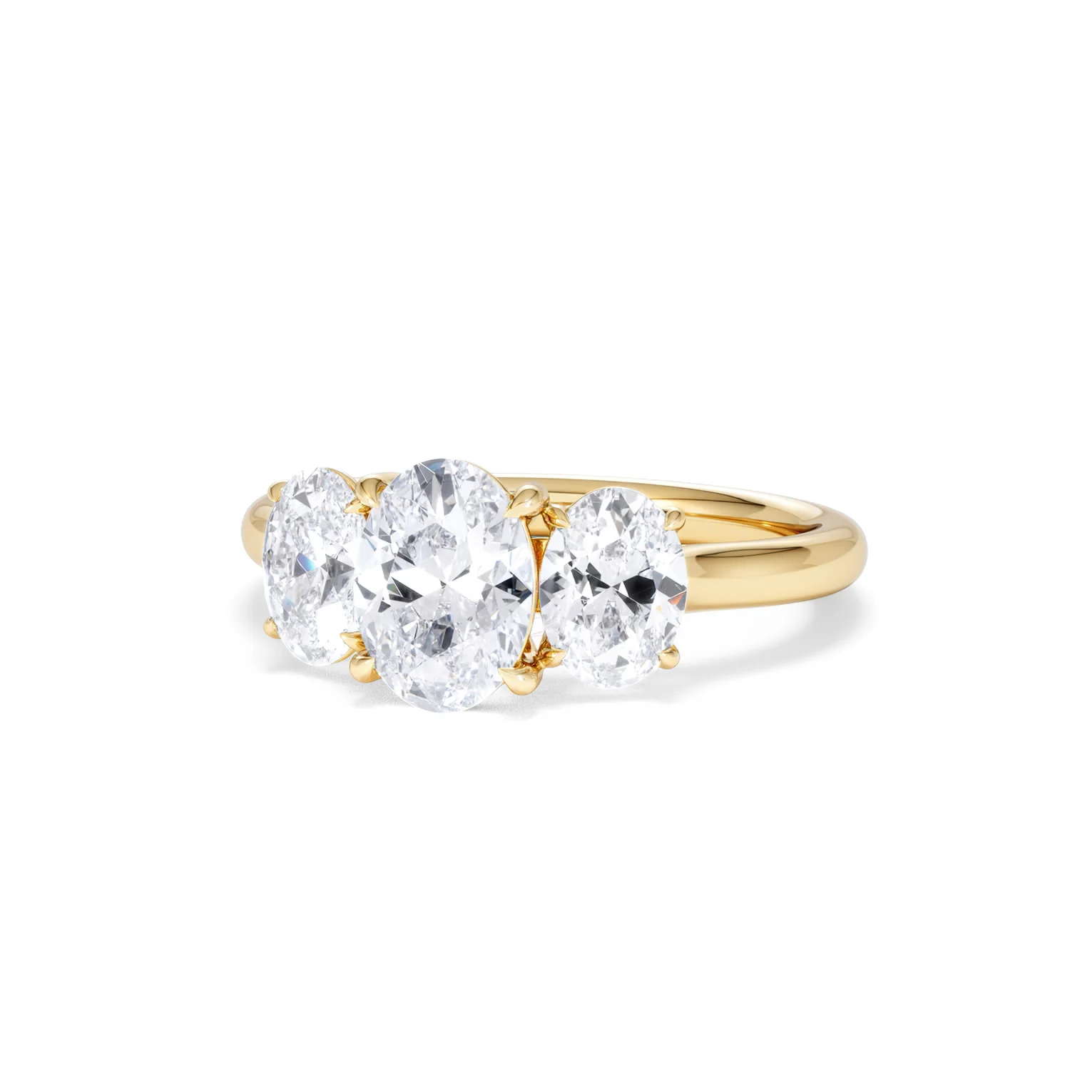 Ever 2.00ct Oval Cut Lab Diamond 3 Stone Engagement Ring in 18K Yellow Gold - Image 85