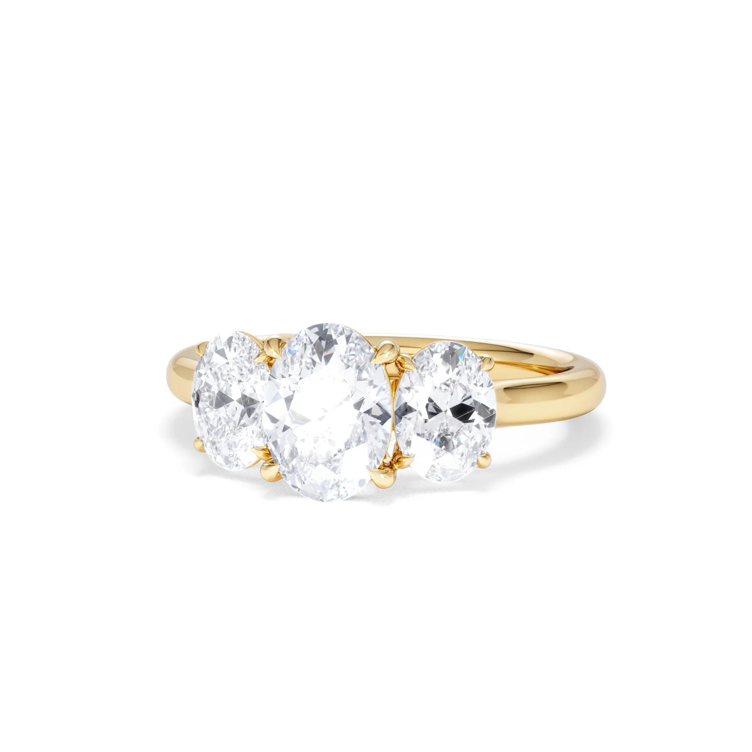 Ever 2.00ct Oval Cut Lab Diamond 3 Stone Engagement Ring in 18K Yellow Gold - Image 86