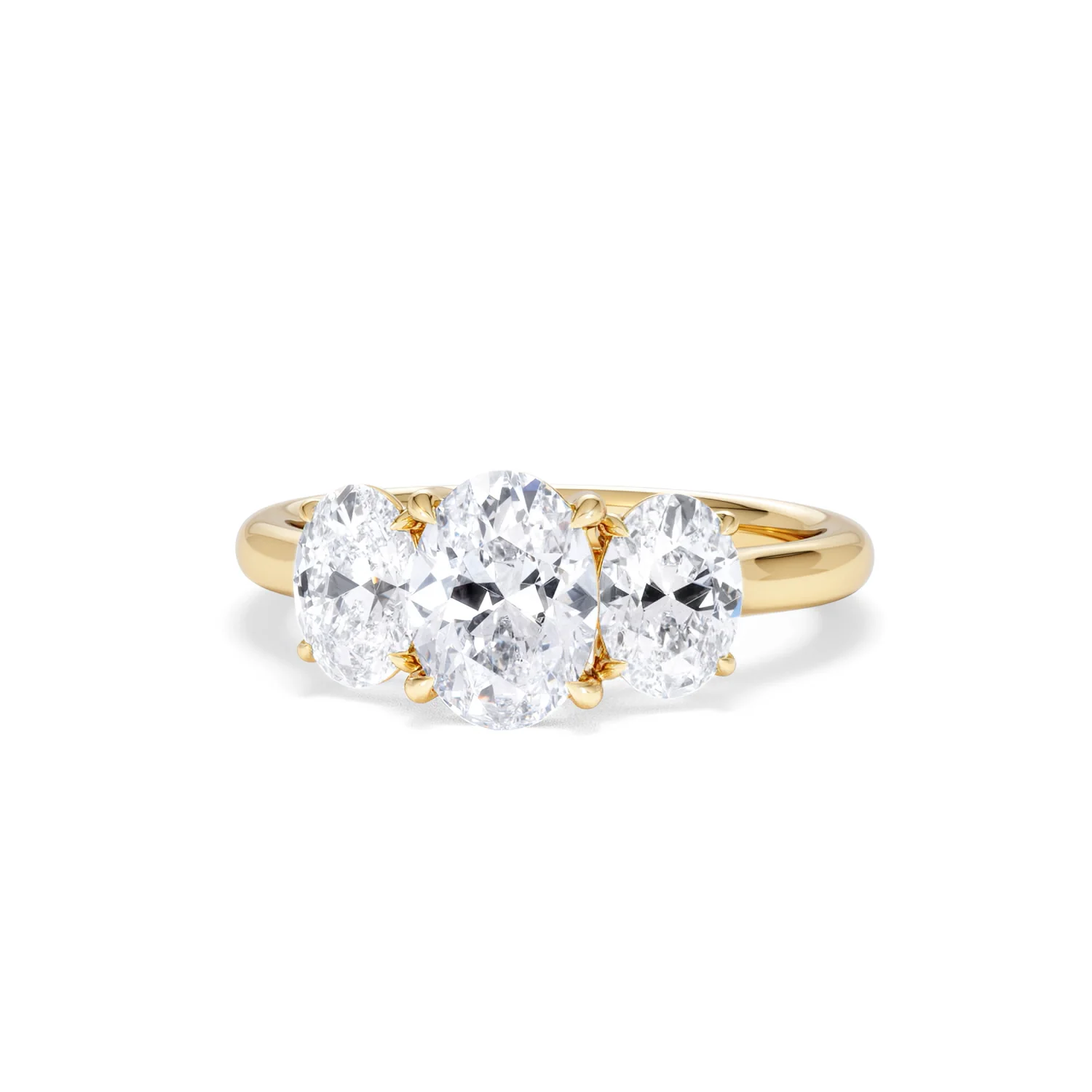 Ever 2.00ct Oval Cut Lab Diamond 3 Stone Engagement Ring in 18K Yellow Gold - Image 87