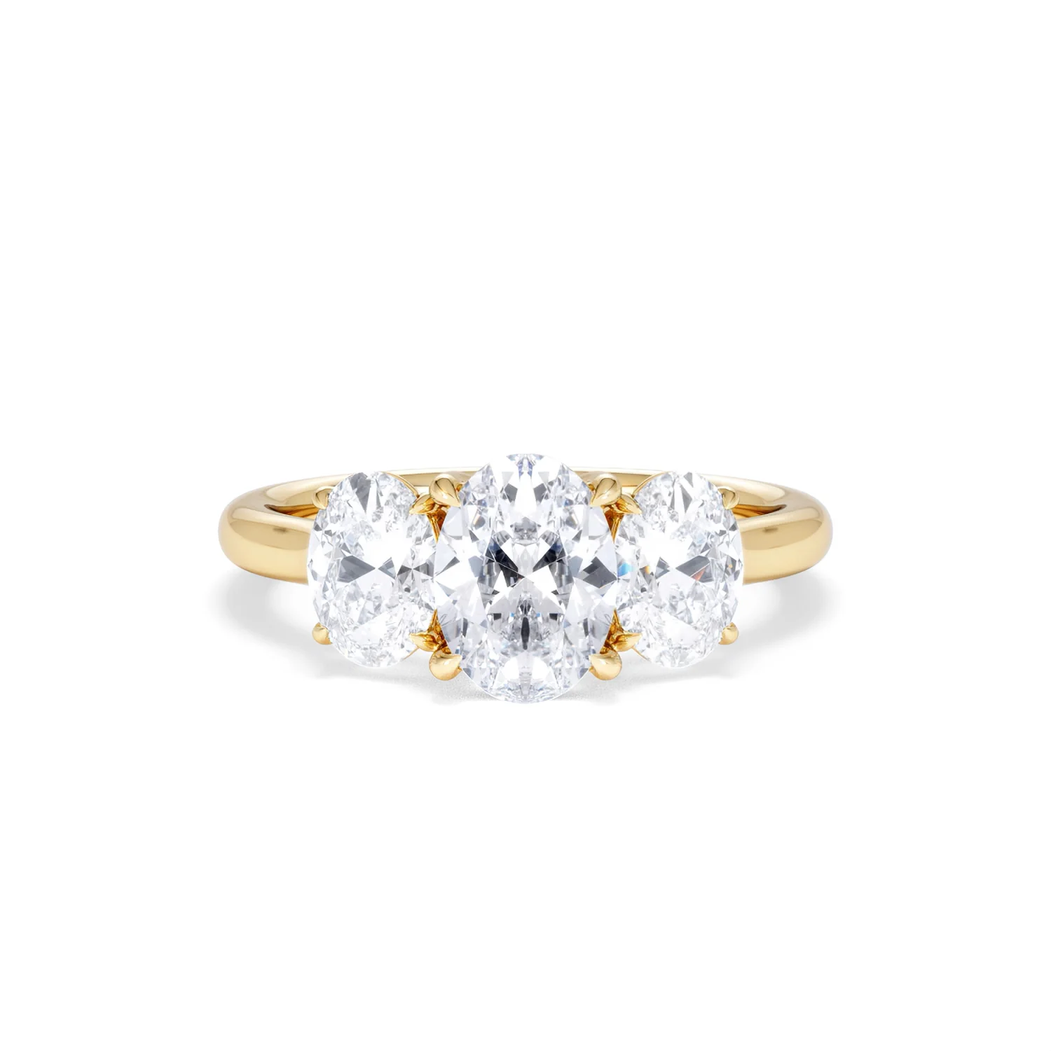 Ever 2.00ct Oval Cut Lab Diamond 3 Stone Engagement Ring in 18K Yellow Gold - Image 9