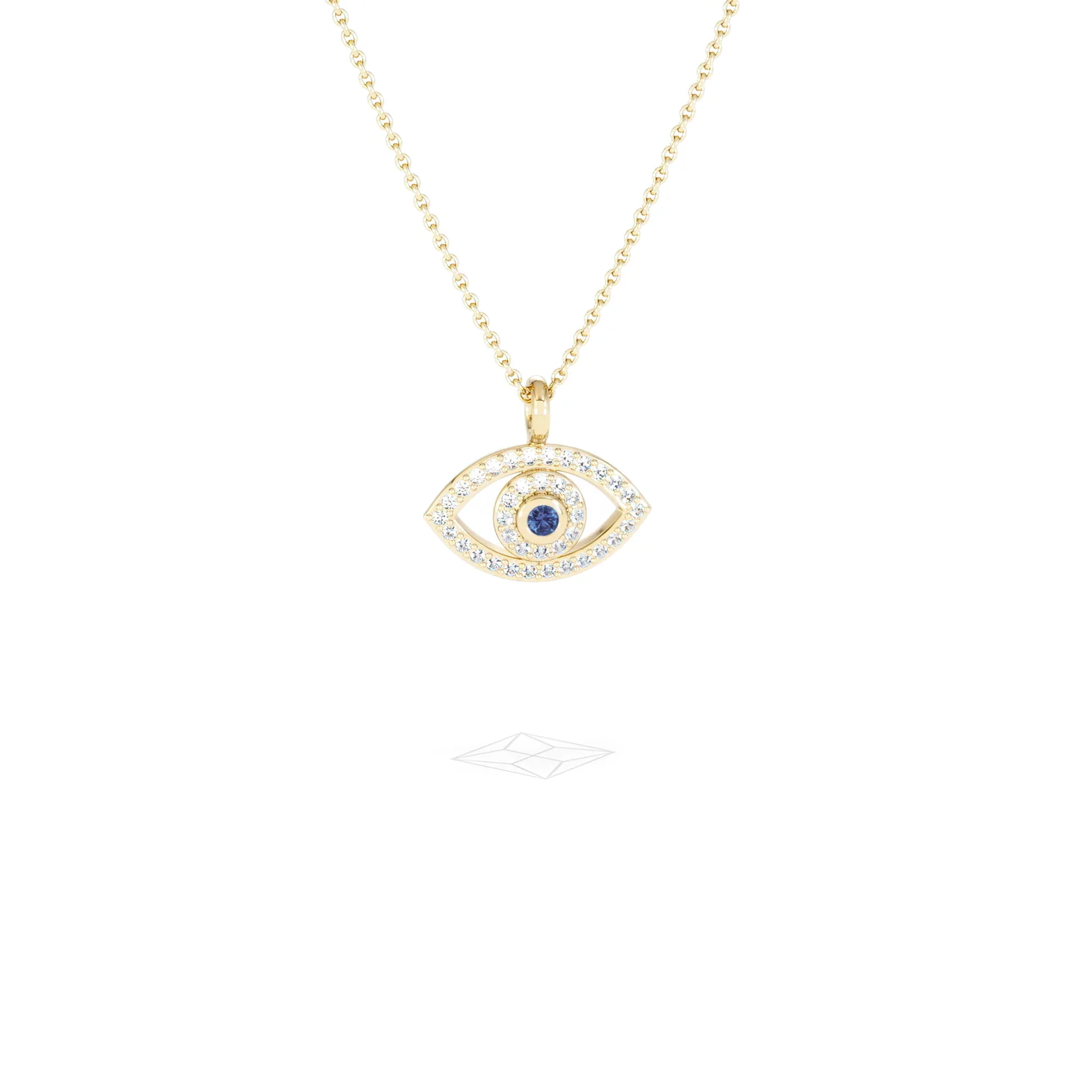 Evil Eye 0.21ct Sapphire and Lab Diamond Pendant Necklace in 18K Gold Vermeil - Image 11