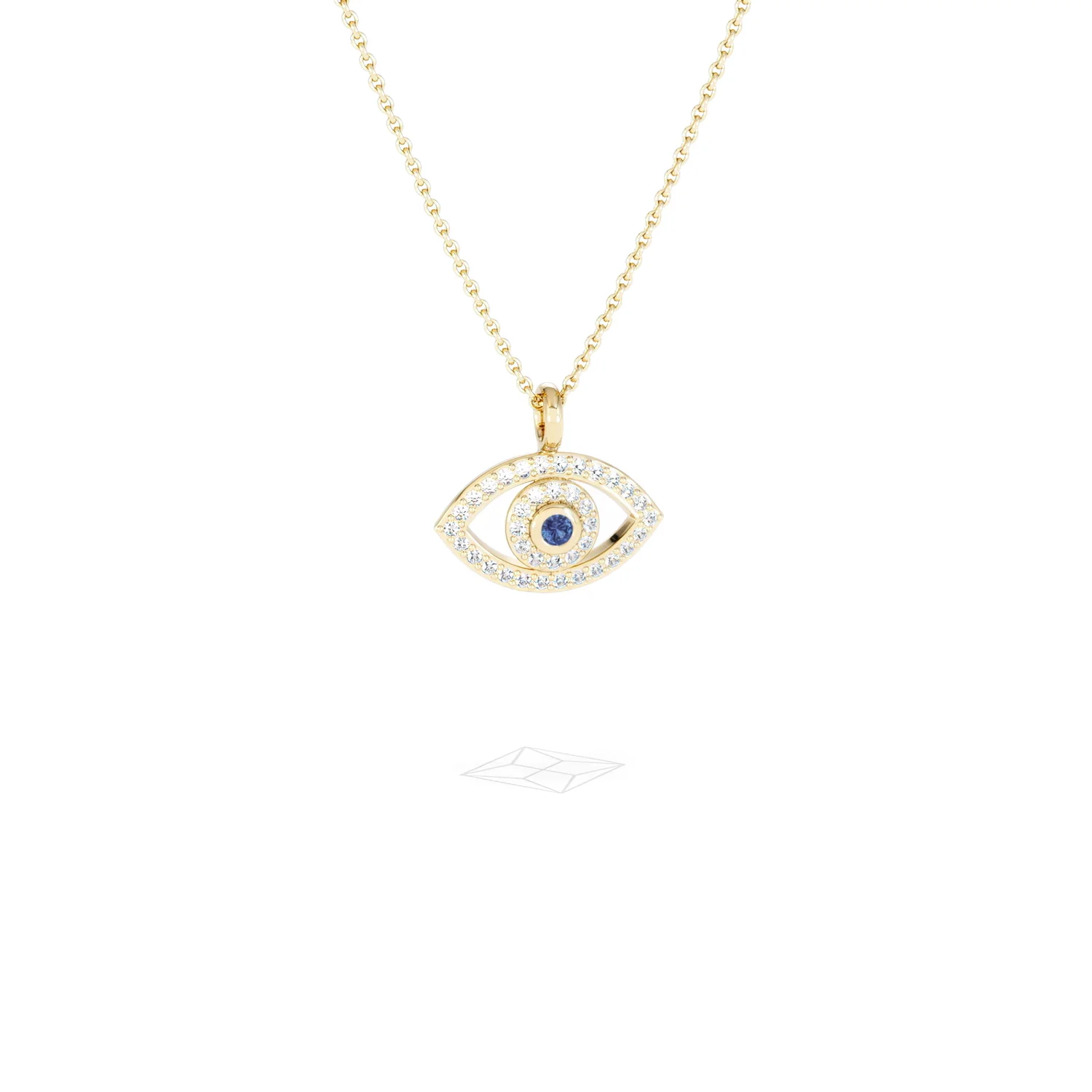 Evil Eye 0.21ct Sapphire and Lab Diamond Pendant Necklace in 18K Gold Vermeil - Image 12