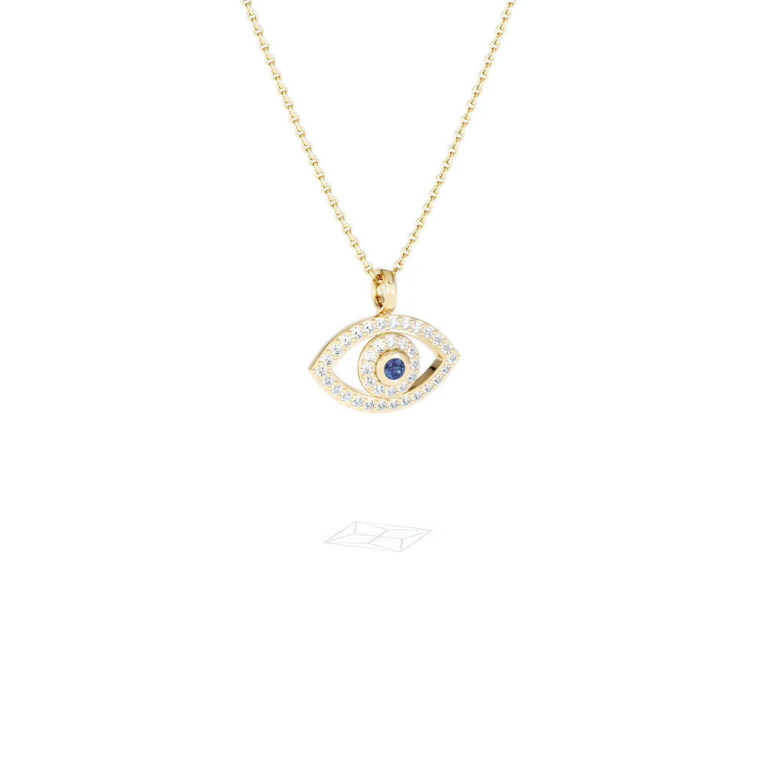Evil Eye 0.21ct Sapphire and Lab Diamond Pendant Necklace in 18K Gold Vermeil - Image 14