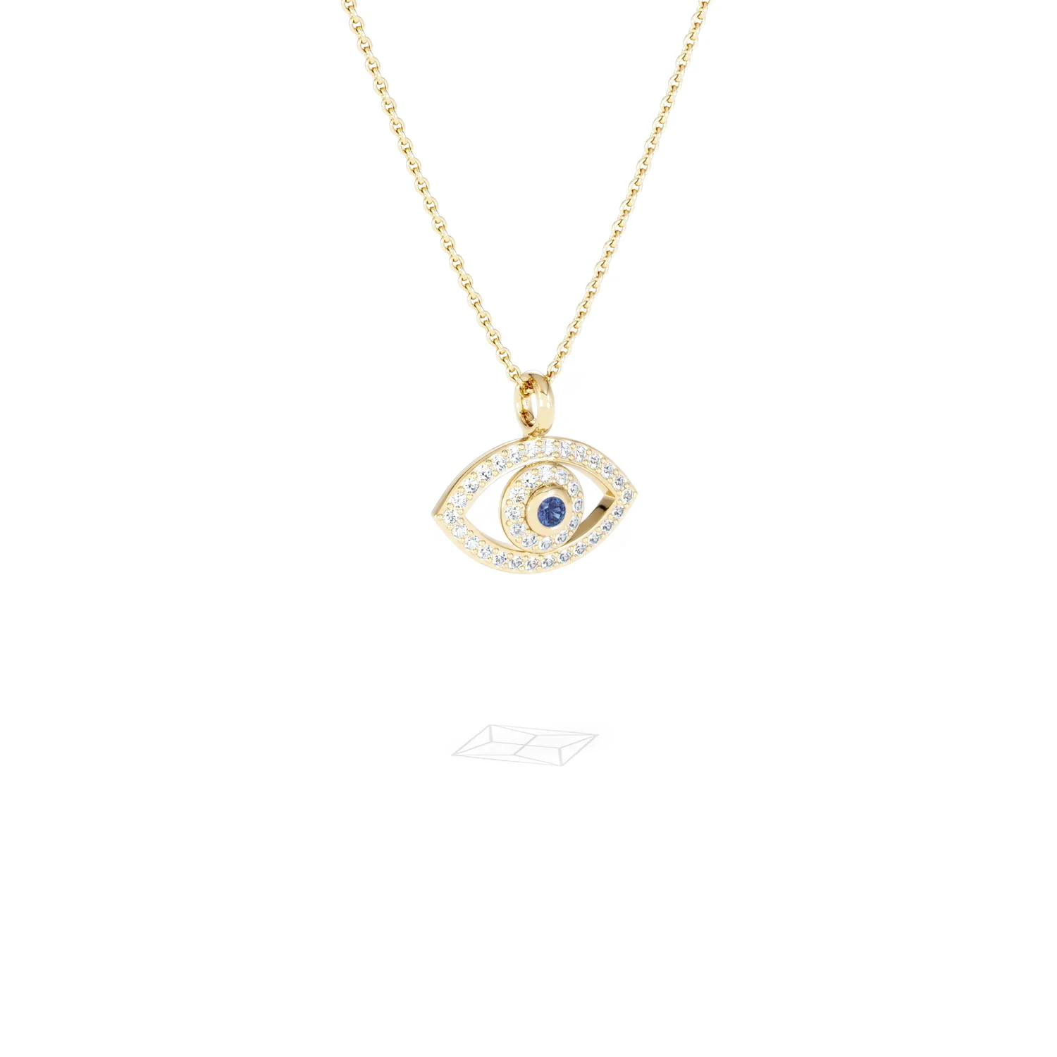 Evil Eye 0.21ct Sapphire and Lab Diamond Pendant Necklace in 18K Gold Vermeil - Image 15