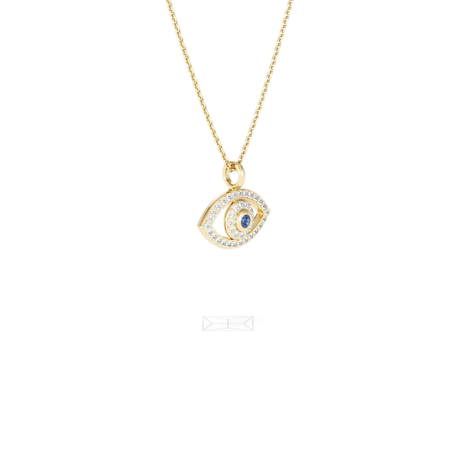 Evil Eye 0.21ct Sapphire and Lab Diamond Pendant Necklace in 18K Gold Vermeil - Image 19