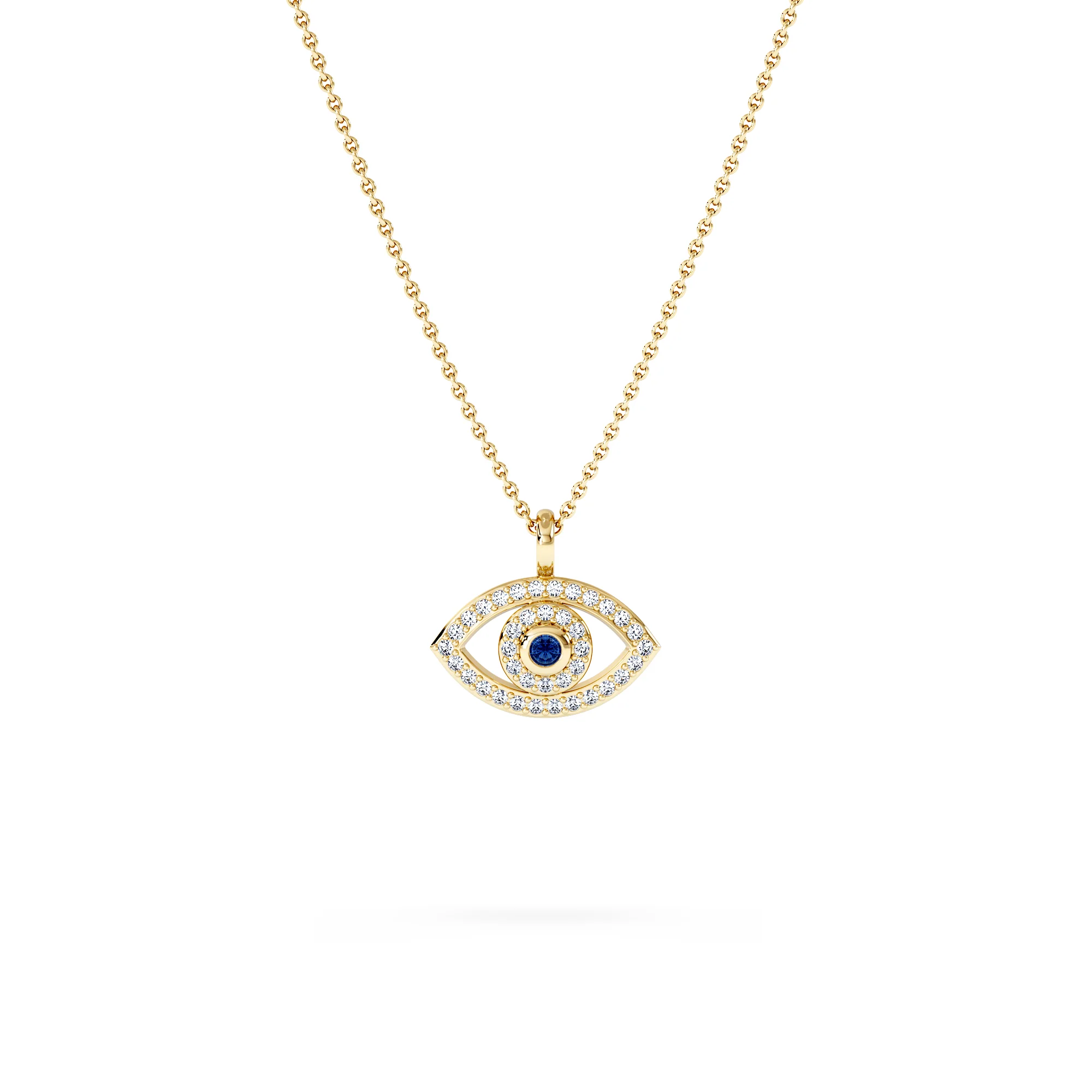 Evil Eye 0.21ct Sapphire and Lab Diamond Pendant Necklace in 18K Gold Vermeil - Image 3