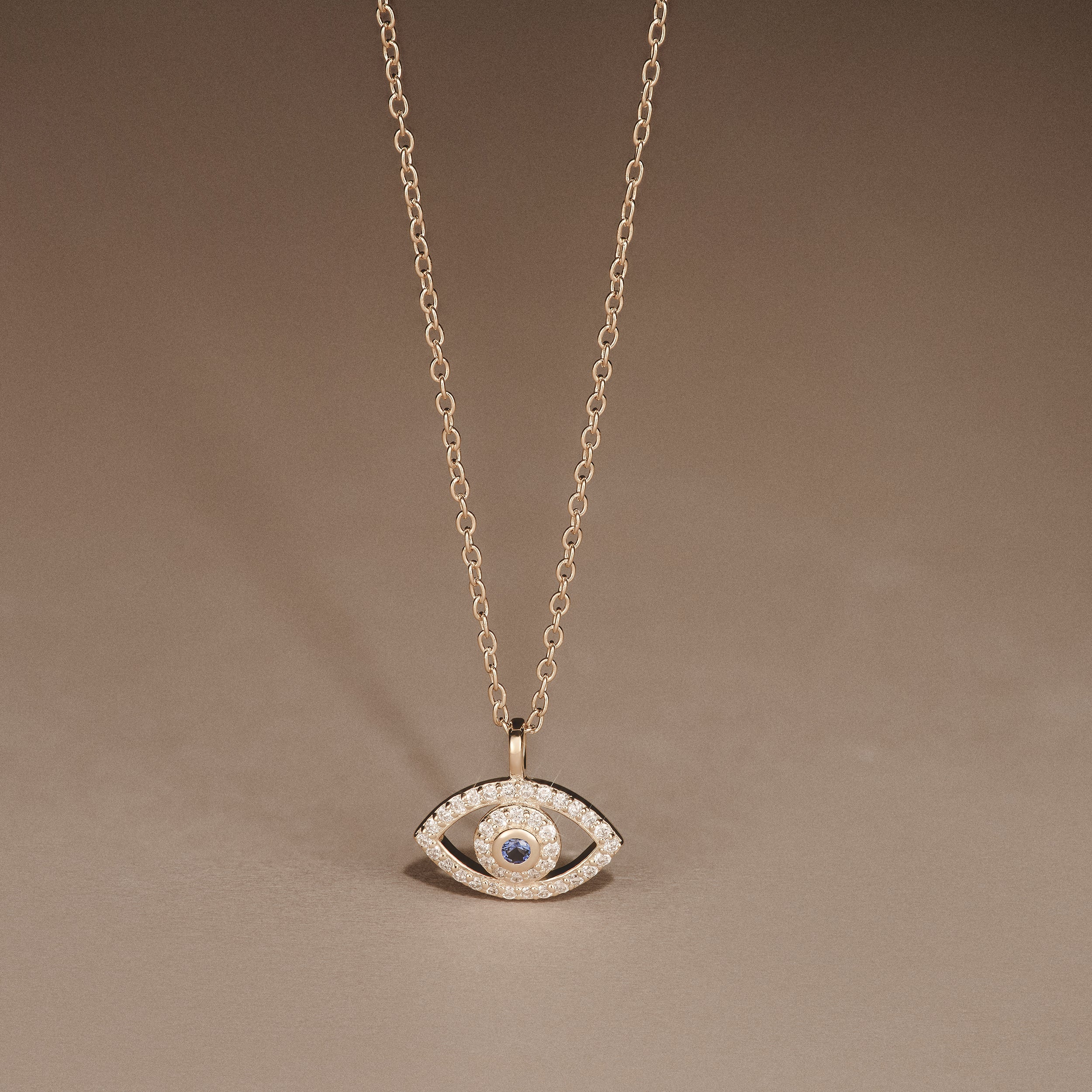 Evil Eye 0.21ct Sapphire and Lab Diamond Pendant Necklace in 18K Gold Vermeil - Image 6