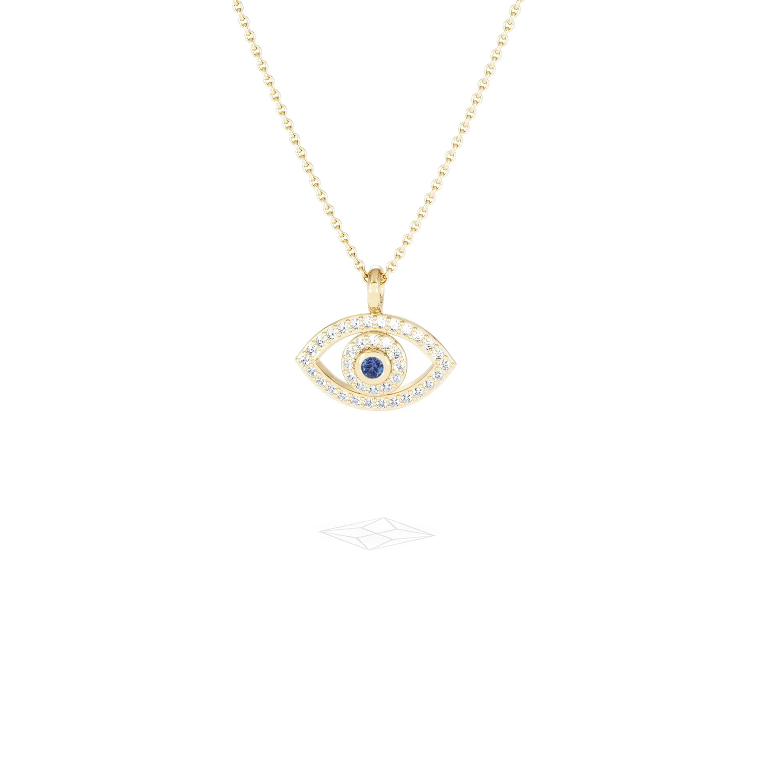 Evil Eye 0.21ct Sapphire and Lab Diamond Pendant Necklace in 18K Gold Vermeil - Image 87