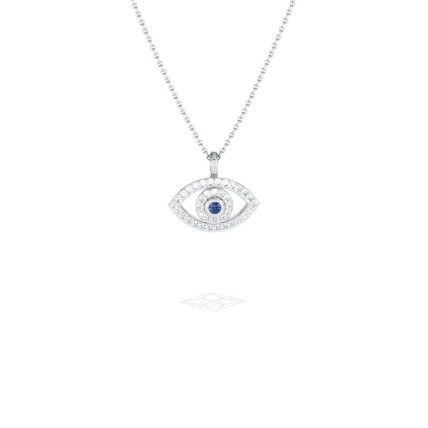 Evil Eye 0.21ct Sapphire and Lab Diamond Pendant Necklace in in Sterling Silver - Image 10
