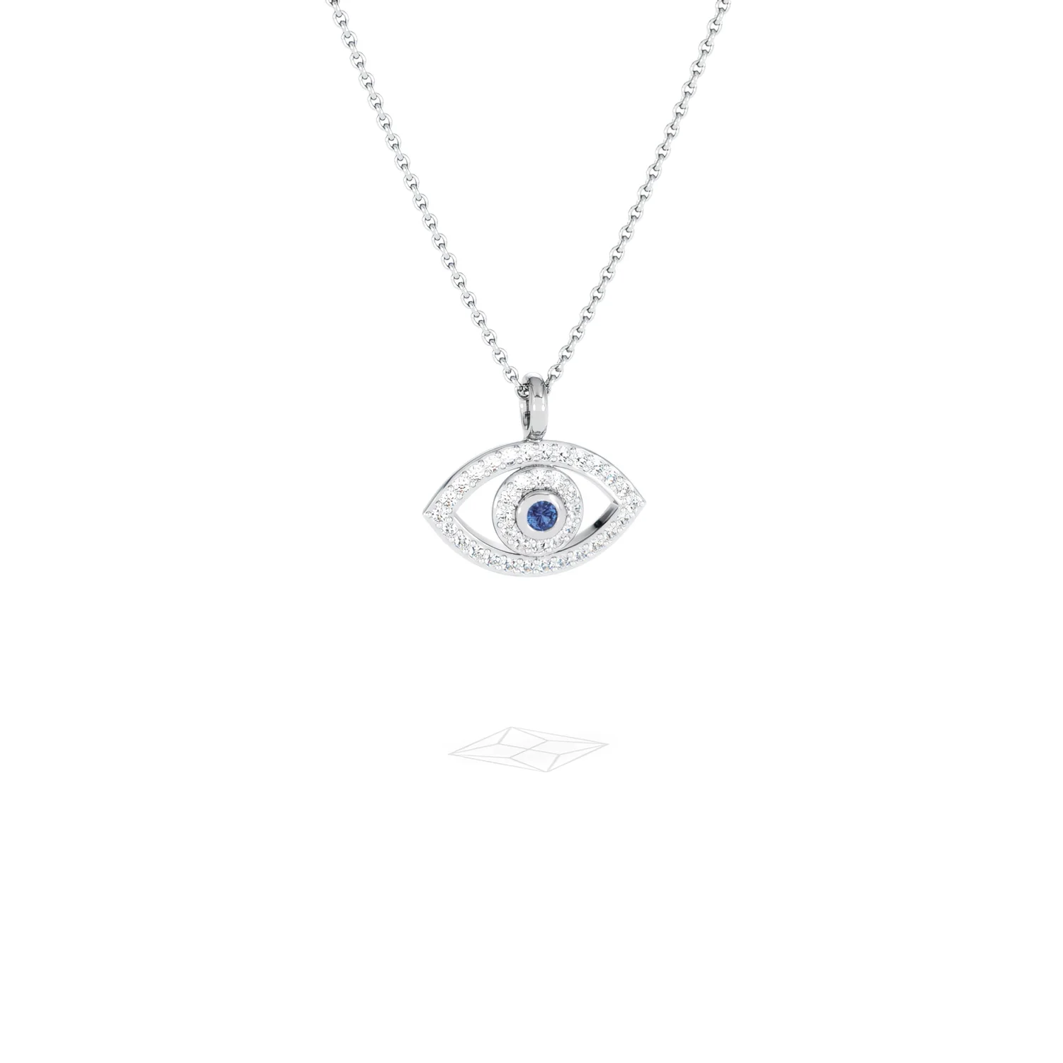 Evil Eye 0.21ct Sapphire and Lab Diamond Pendant Necklace in in Sterling Silver - Image 12