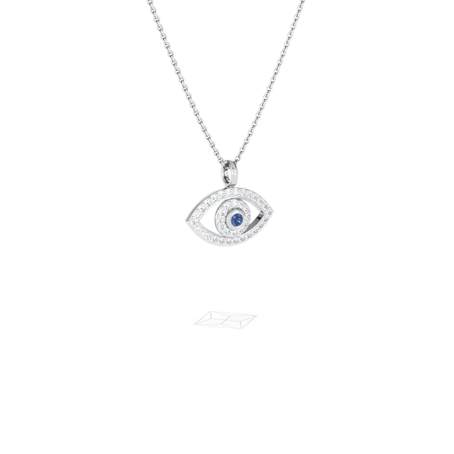 Evil Eye 0.21ct Sapphire and Lab Diamond Pendant Necklace in in Sterling Silver - Image 15