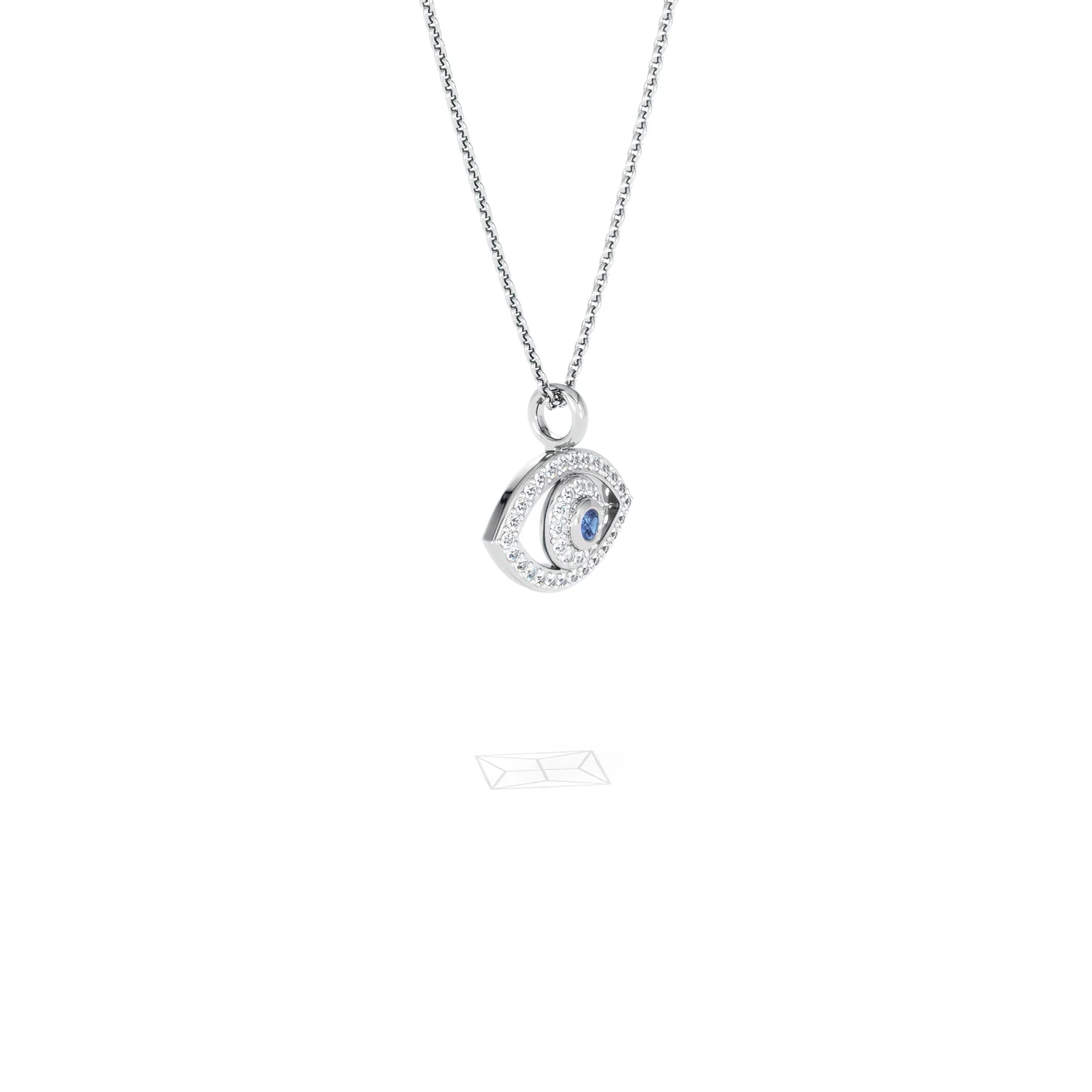 Evil Eye 0.21ct Sapphire and Lab Diamond Pendant Necklace in in Sterling Silver - Image 21