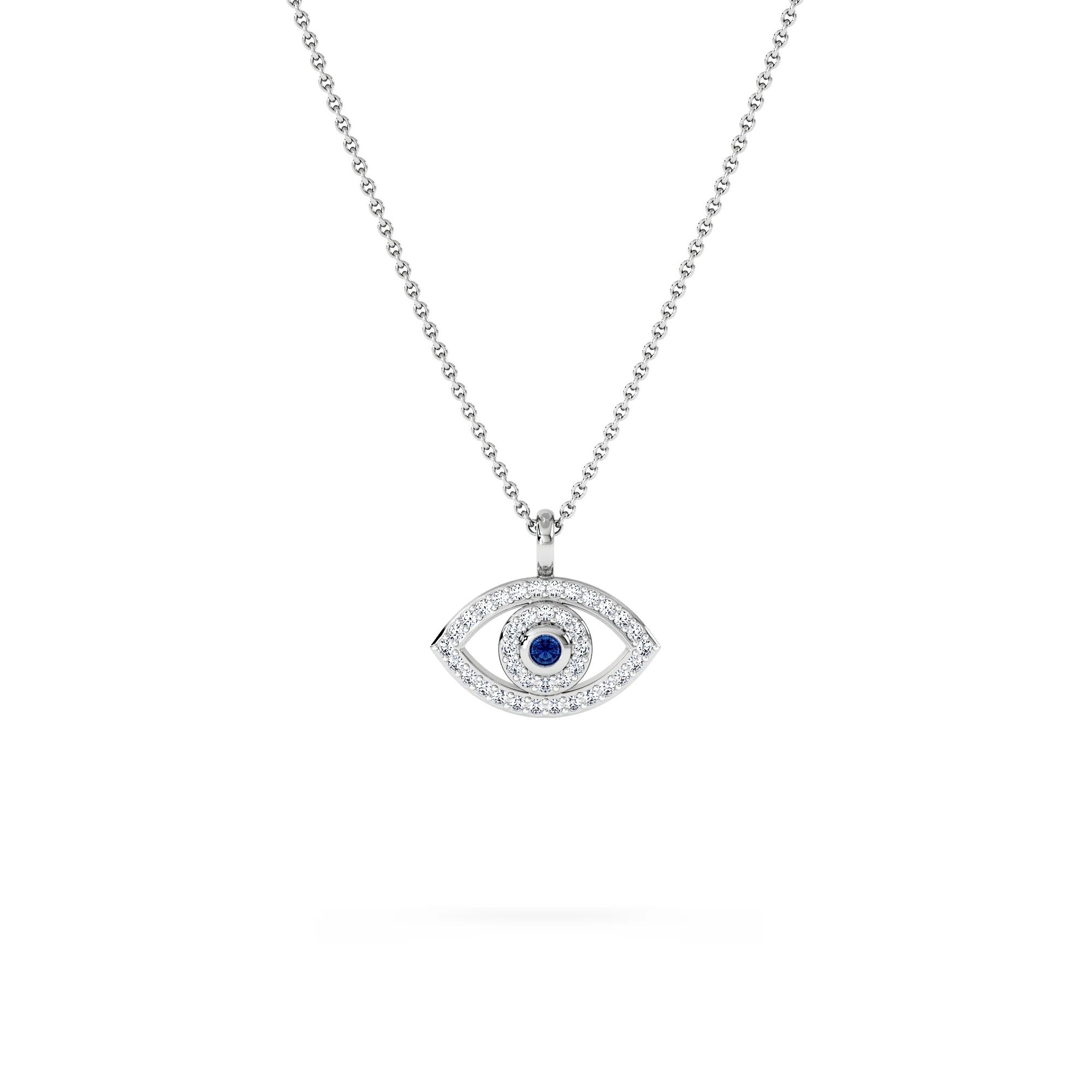 Evil Eye 0.21ct Sapphire and Lab Diamond Pendant Necklace in in Sterling Silver - Image 3