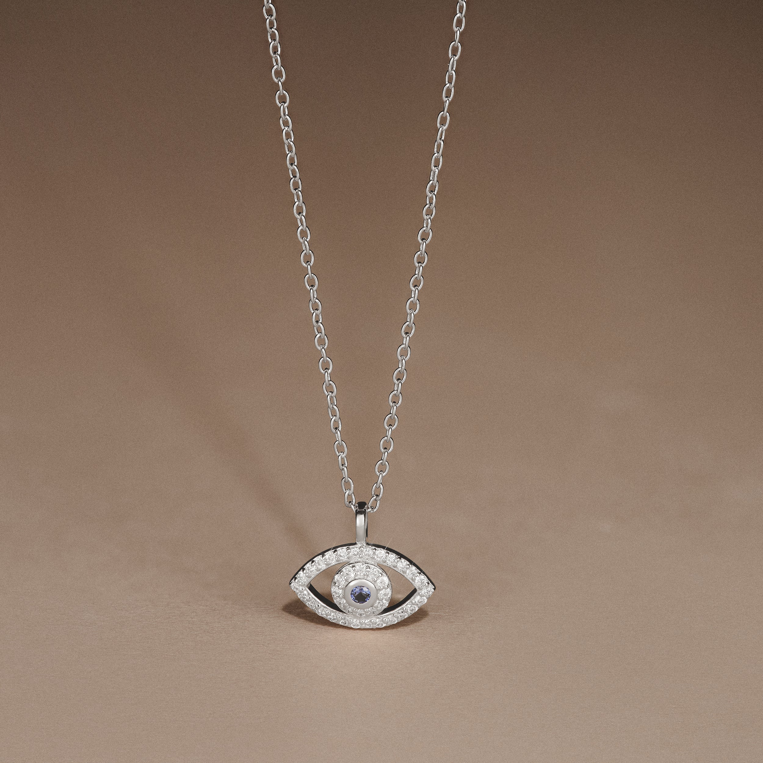 Evil Eye 0.21ct Sapphire and Lab Diamond Pendant Necklace in in Sterling Silver - Image 6
