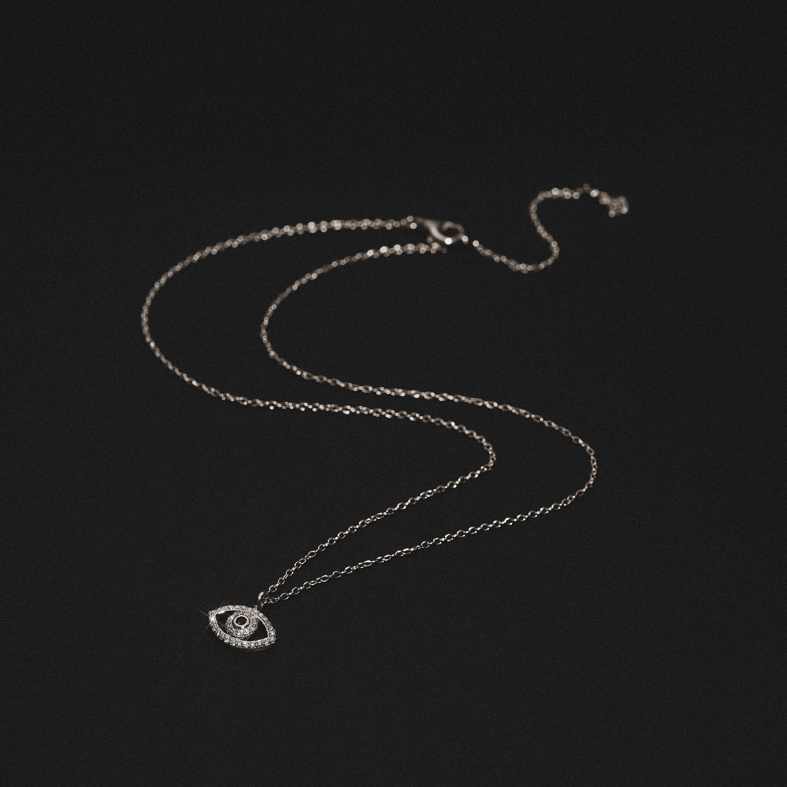 Evil Eye 0.21ct Sapphire and Lab Diamond Pendant Necklace in in Sterling Silver - Image 8