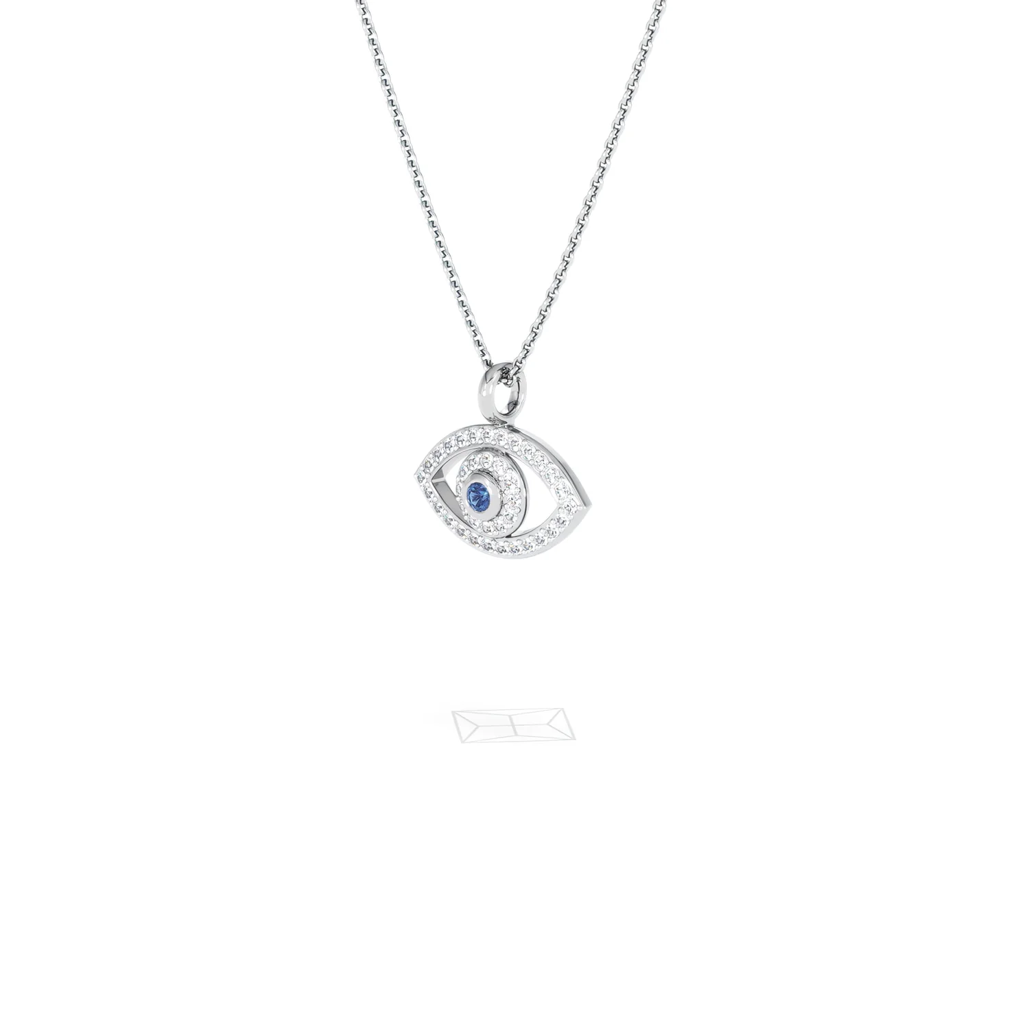 Evil Eye 0.21ct Sapphire and Lab Diamond Pendant Necklace in in Sterling Silver - Image 80