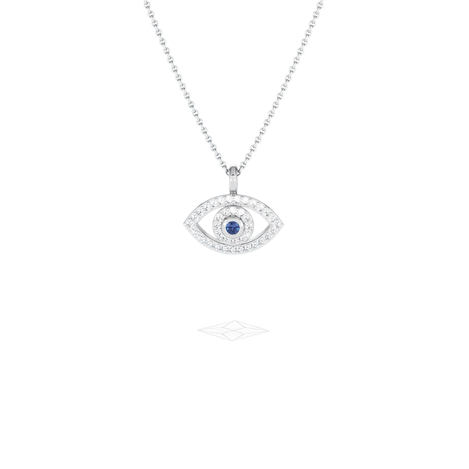 Evil Eye 0.21ct Sapphire and Lab Diamond Pendant Necklace in in Sterling Silver - Image 88