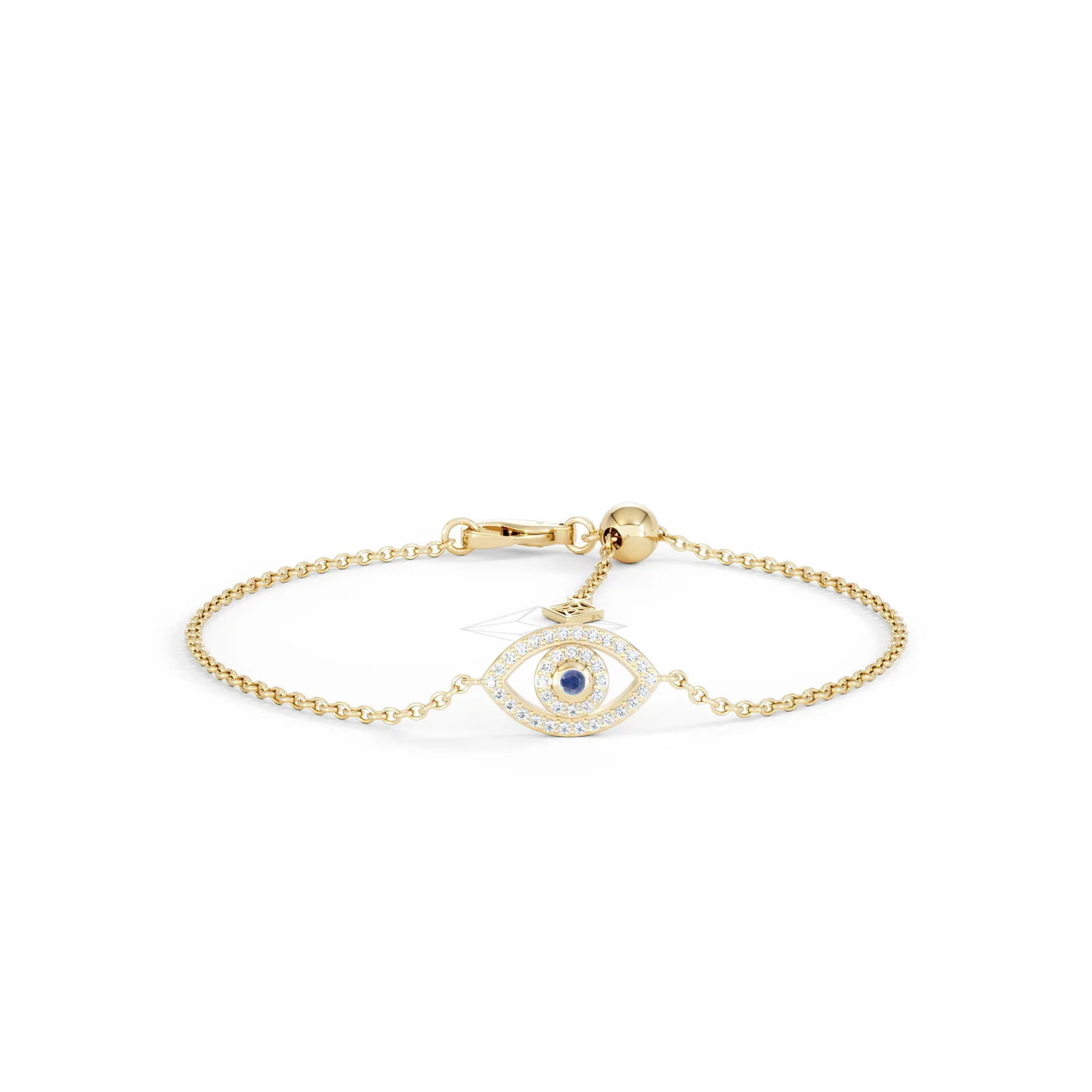 Evil Eye 0.21ct Sapphire Lab Diamond Adjustable Bracelet in 18K Gold Vermeil - Image 10
