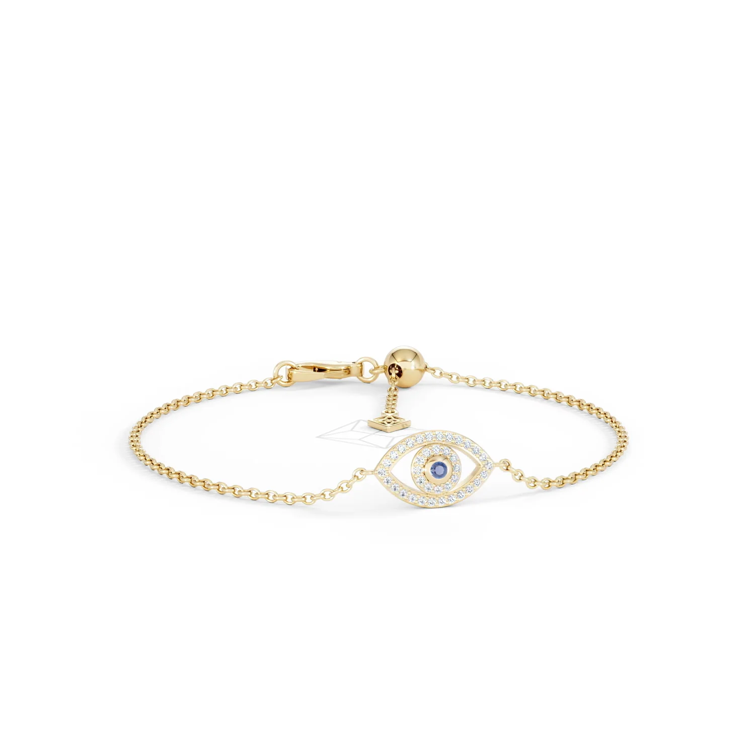 Evil Eye 0.21ct Sapphire Lab Diamond Adjustable Bracelet in 18K Gold Vermeil - Image 12