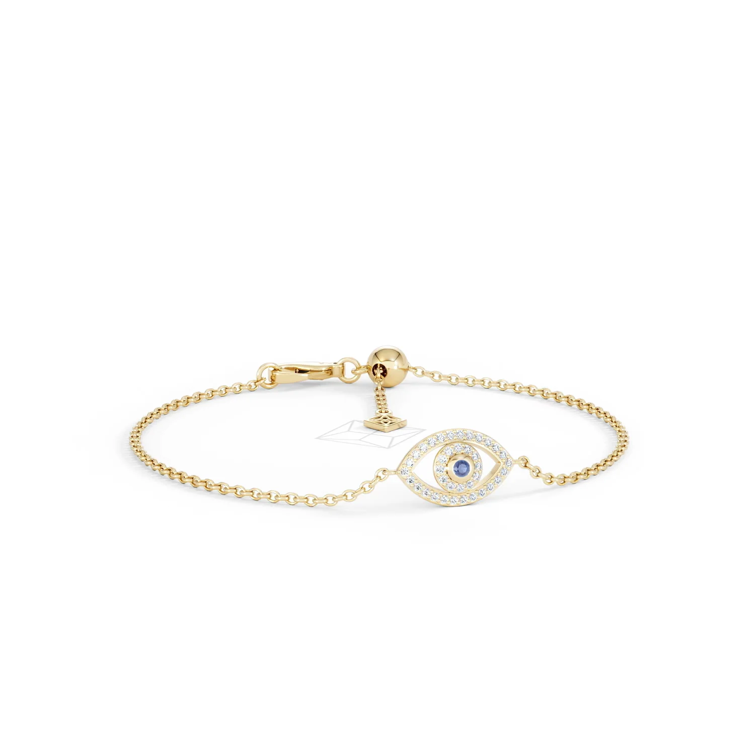 Evil Eye 0.21ct Sapphire Lab Diamond Adjustable Bracelet in 18K Gold Vermeil - Image 13