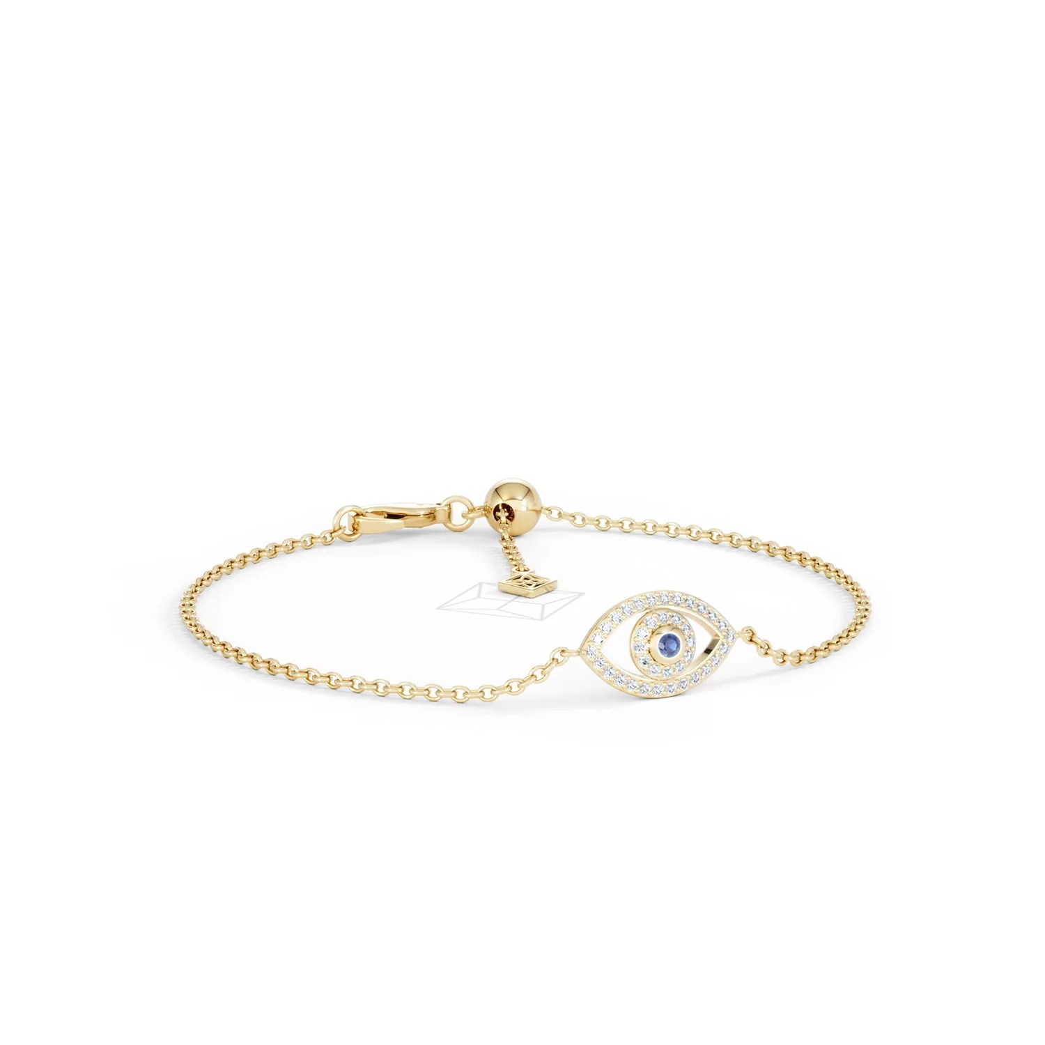 Evil Eye 0.21ct Sapphire Lab Diamond Adjustable Bracelet in 18K Gold Vermeil - Image 14