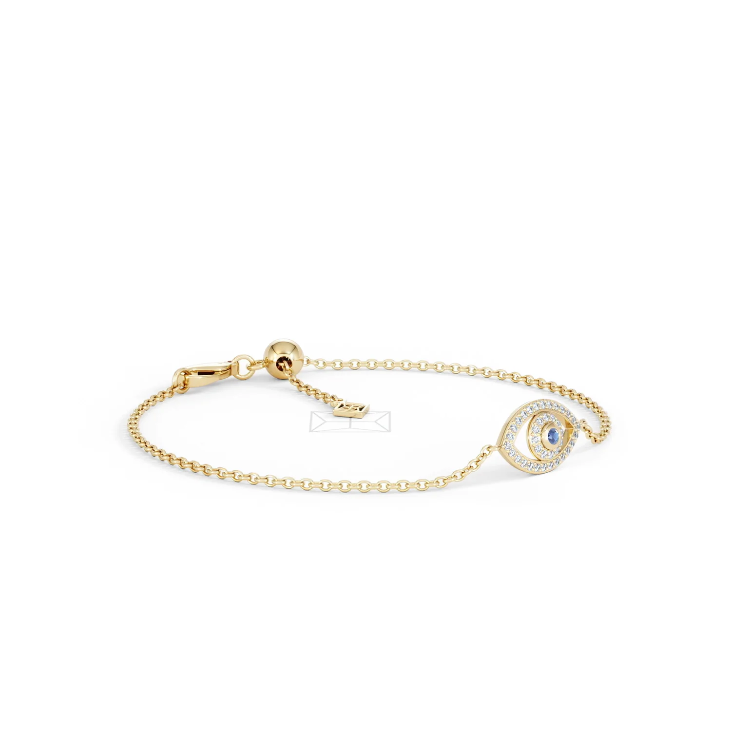 Evil Eye 0.21ct Sapphire Lab Diamond Adjustable Bracelet in 18K Gold Vermeil - Image 19