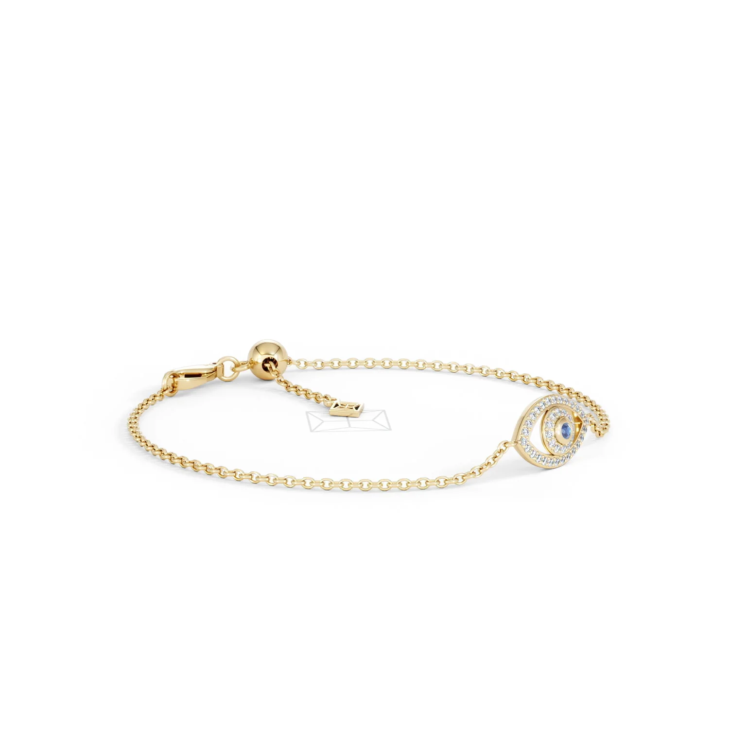 Evil Eye 0.21ct Sapphire Lab Diamond Adjustable Bracelet in 18K Gold Vermeil - Image 20