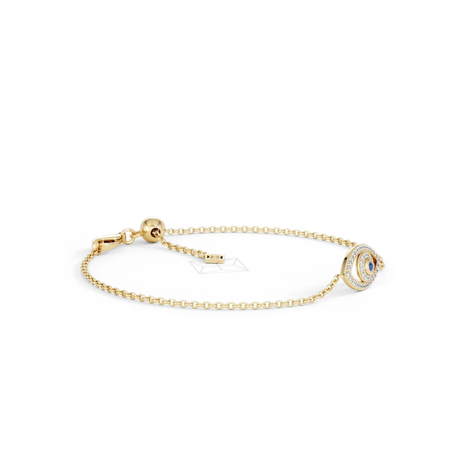 Evil Eye 0.21ct Sapphire Lab Diamond Adjustable Bracelet in 18K Gold Vermeil - Image 22