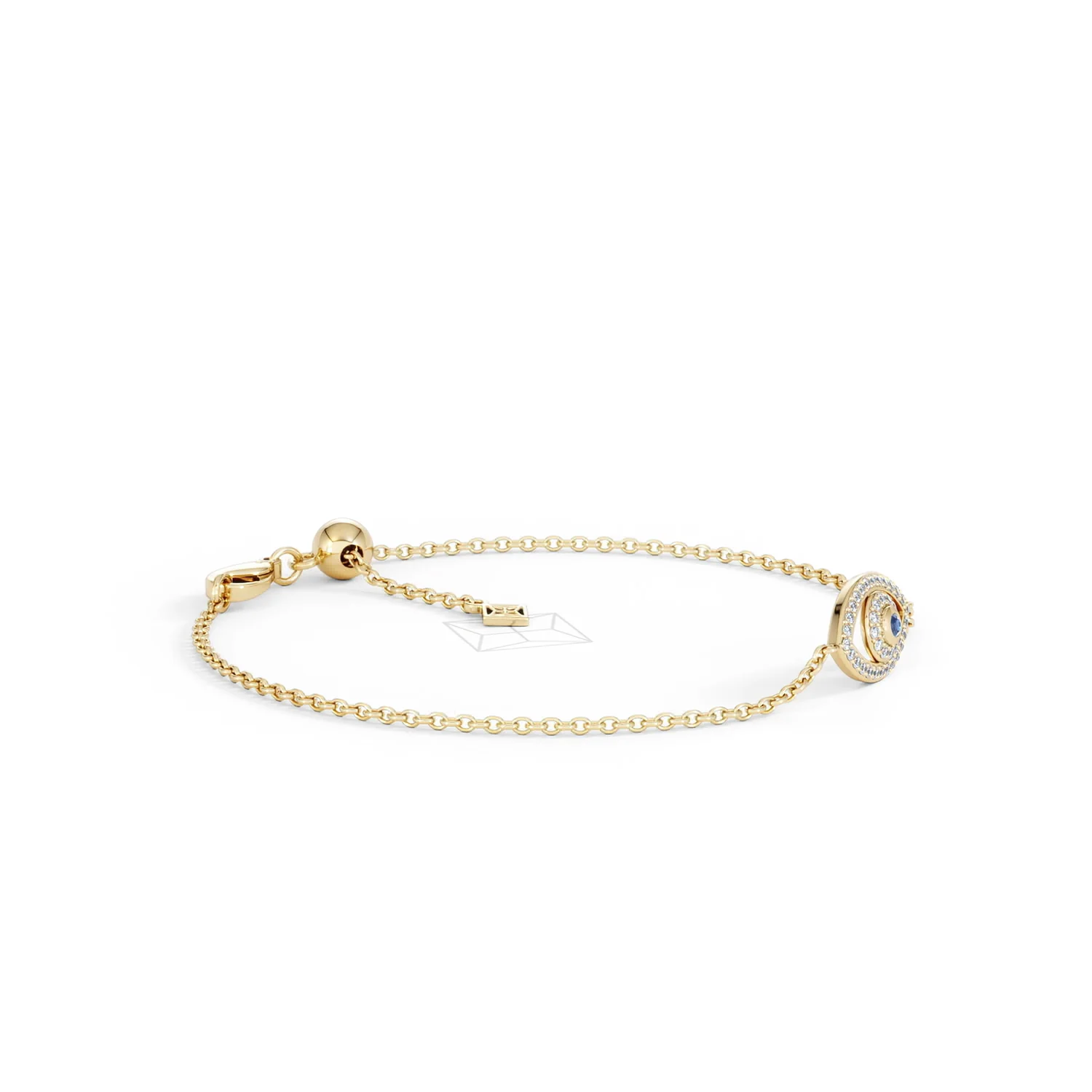 Evil Eye 0.21ct Sapphire Lab Diamond Adjustable Bracelet in 18K Gold Vermeil - Image 23
