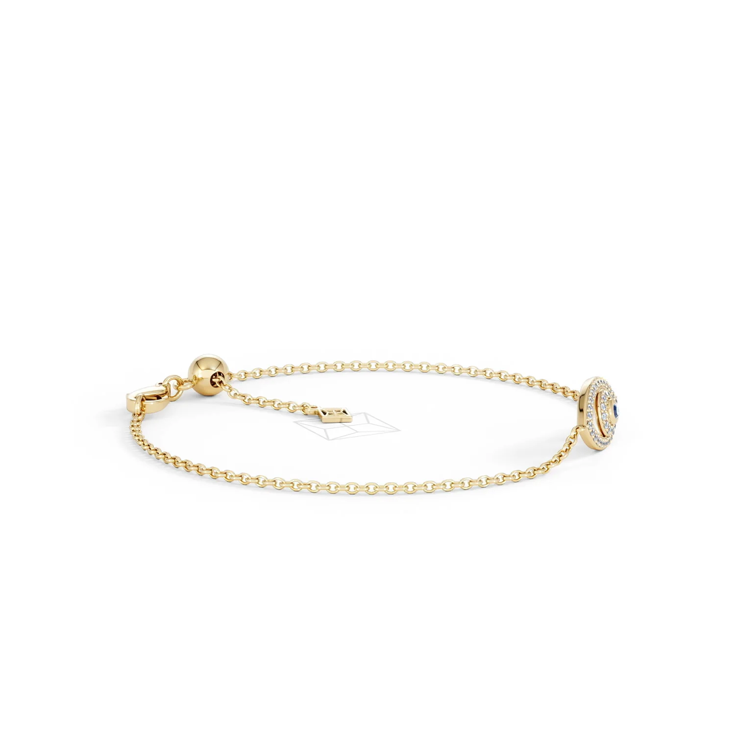 Evil Eye 0.21ct Sapphire Lab Diamond Adjustable Bracelet in 18K Gold Vermeil - Image 25