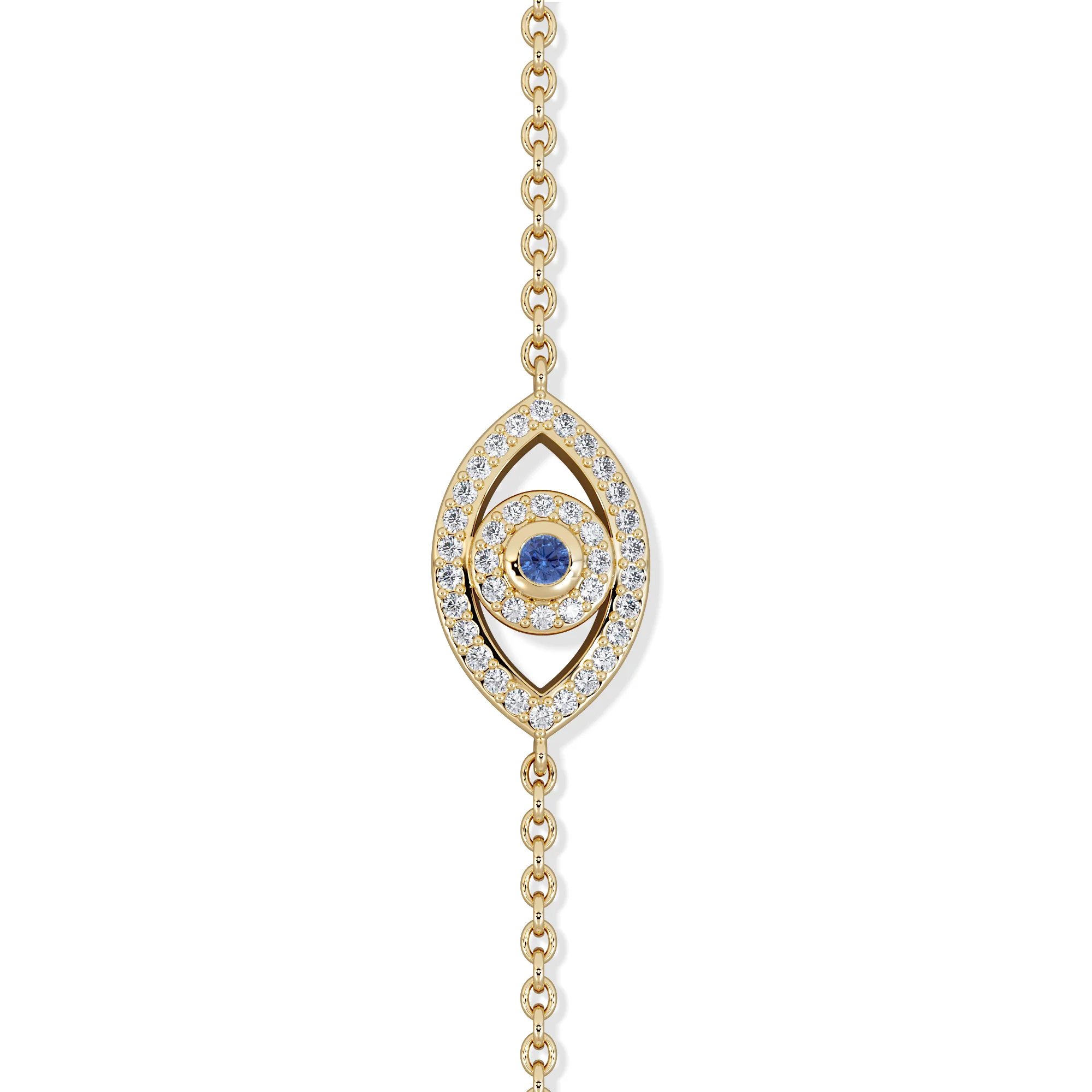 Evil Eye 0.21ct Sapphire Lab Diamond Adjustable Bracelet in 18K Gold Vermeil - Image 5